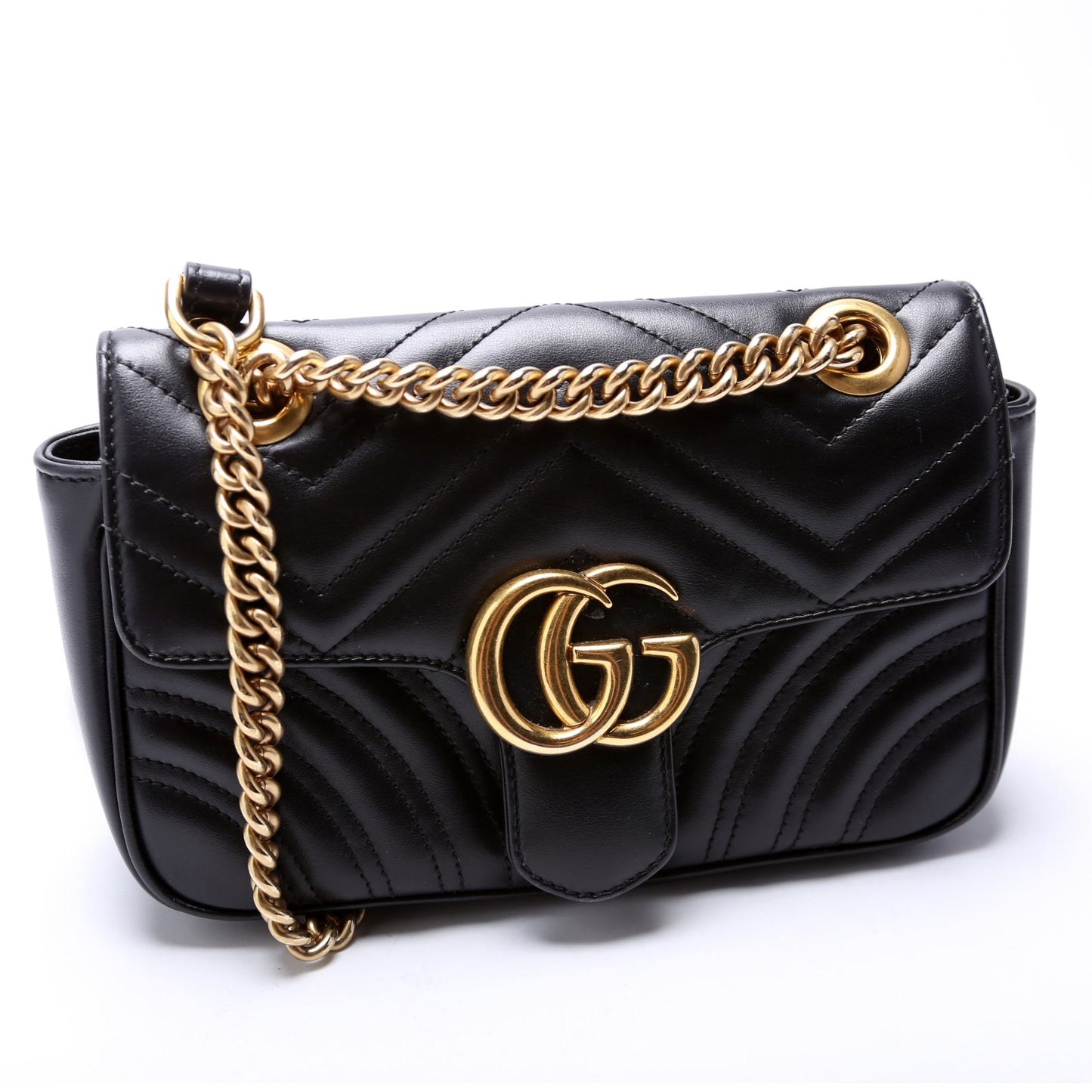 Gucci Marmont Leather Mini Flap Shoulder Bag Flap 1