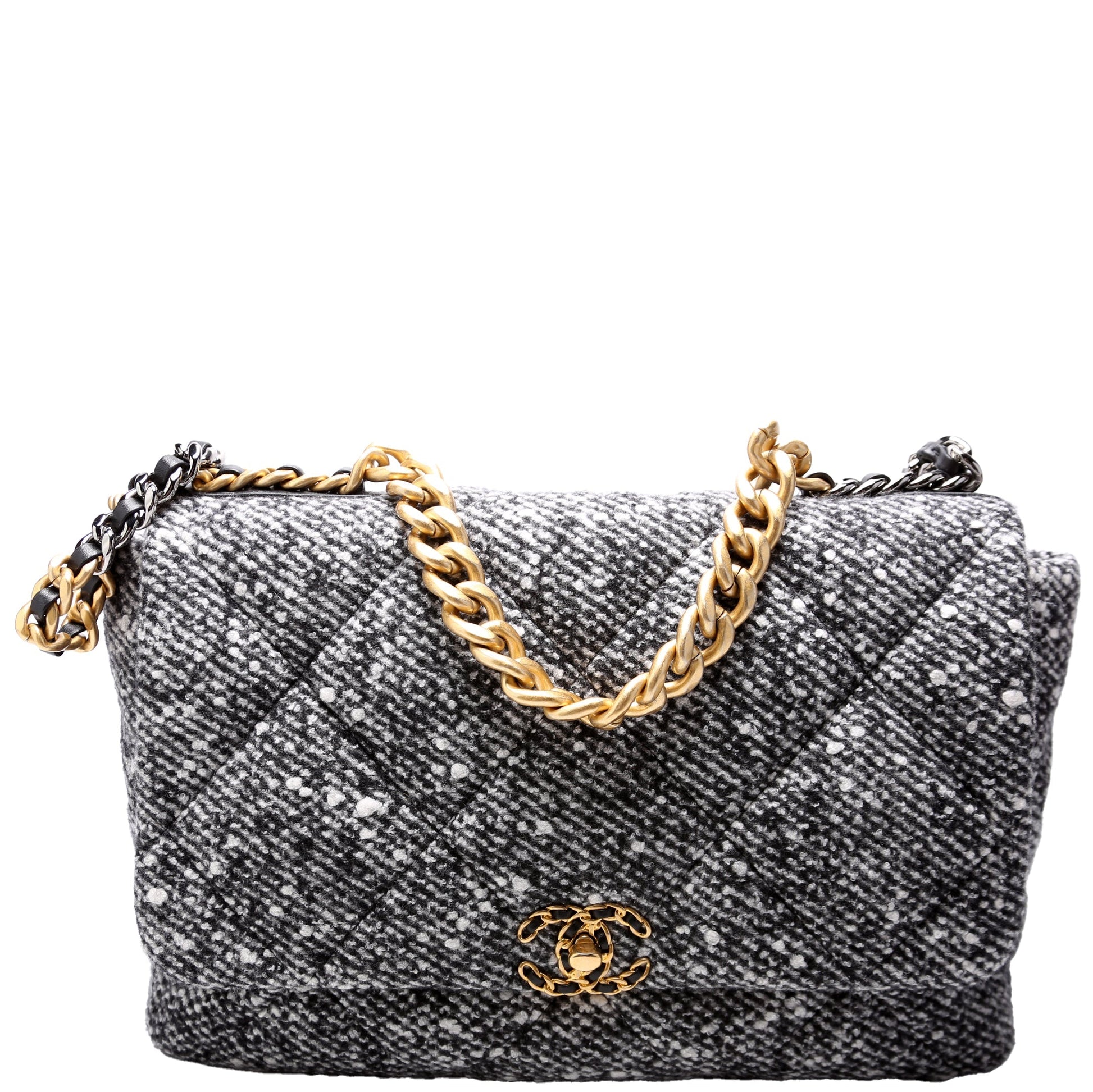 Chanel 19 Maxi Flap Quilted Tweed Handbag