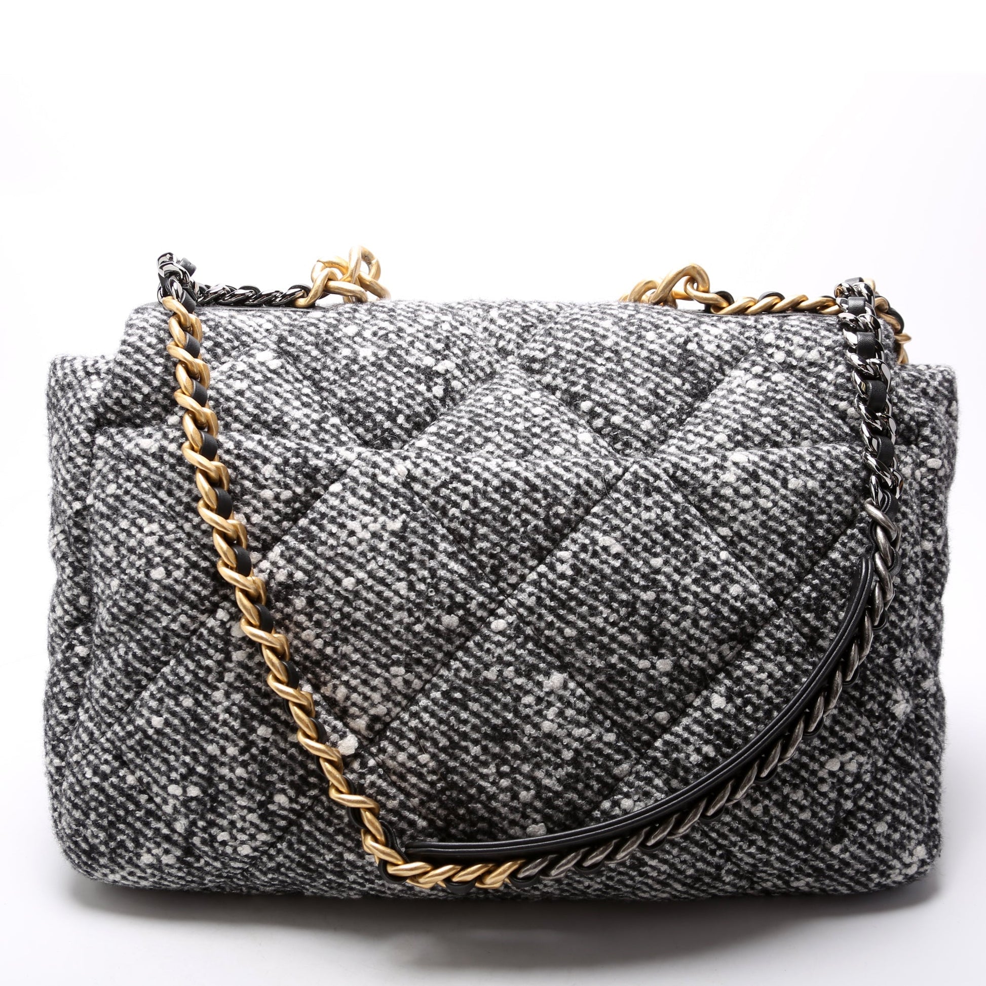 Chanel 19 Maxi Flap Quilted Tweed Handbag