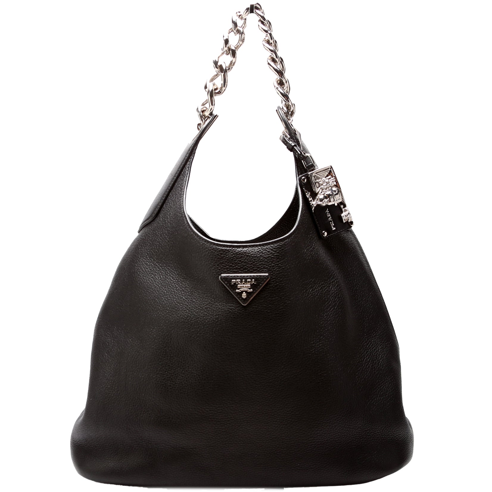 Prada Vitello Daino Hobo Bag Chain Travel Bag