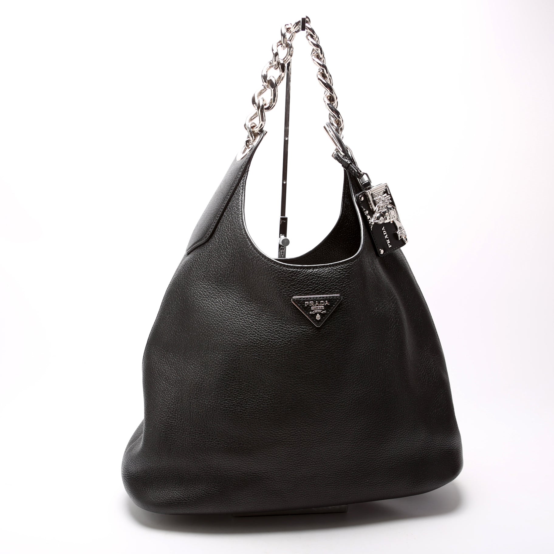 Prada Vitello Daino Hobo Bag Chain Travel Bag