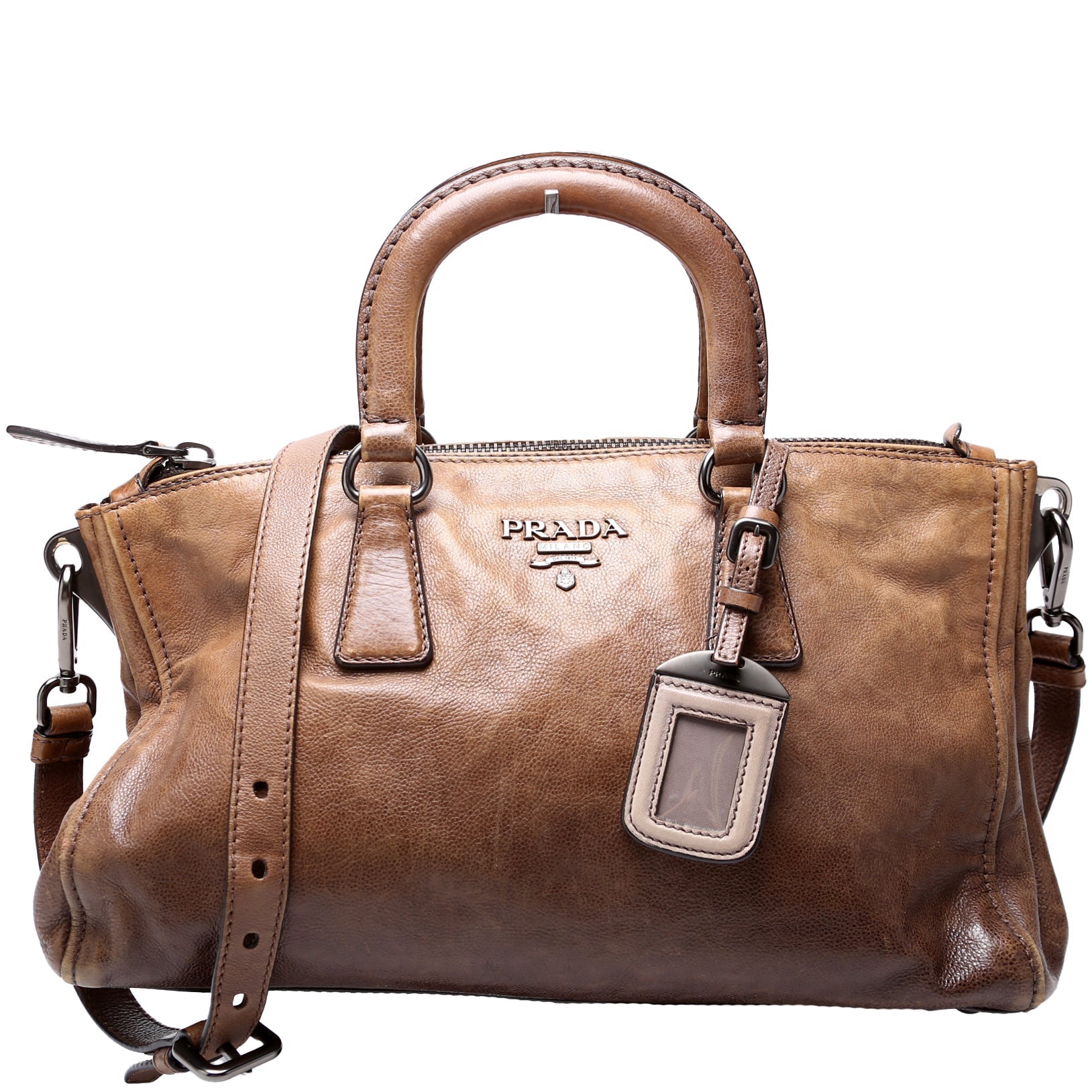 Prada Glace Calfskin Top Handle Satchel Bag Travel Bag