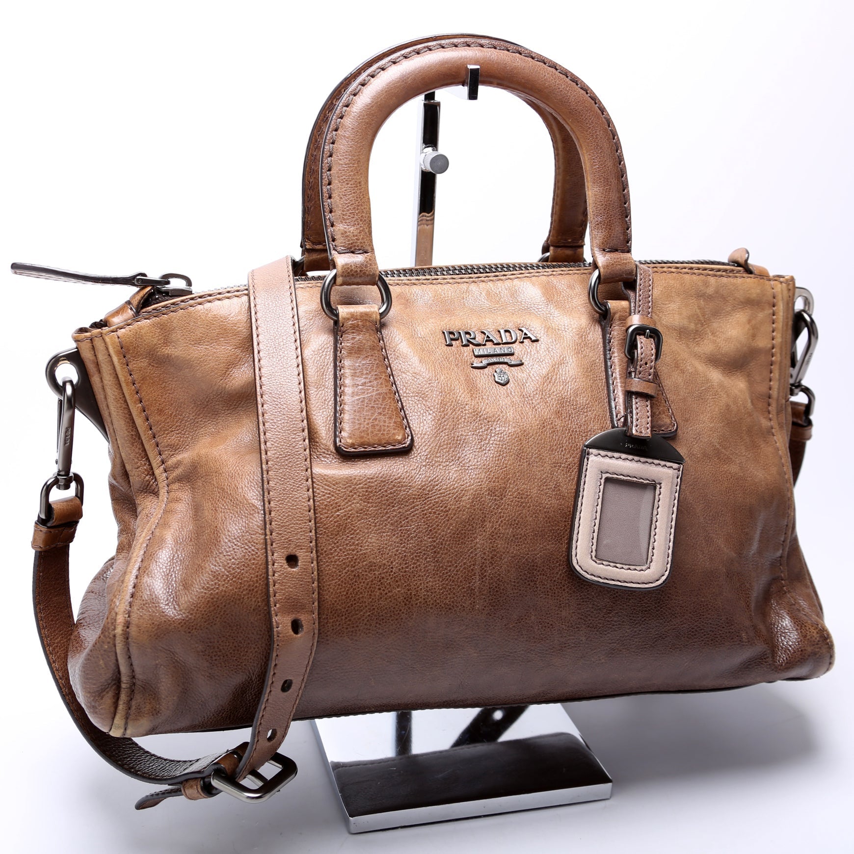 Prada Glace Calfskin Top Handle Satchel Bag Travel Bag