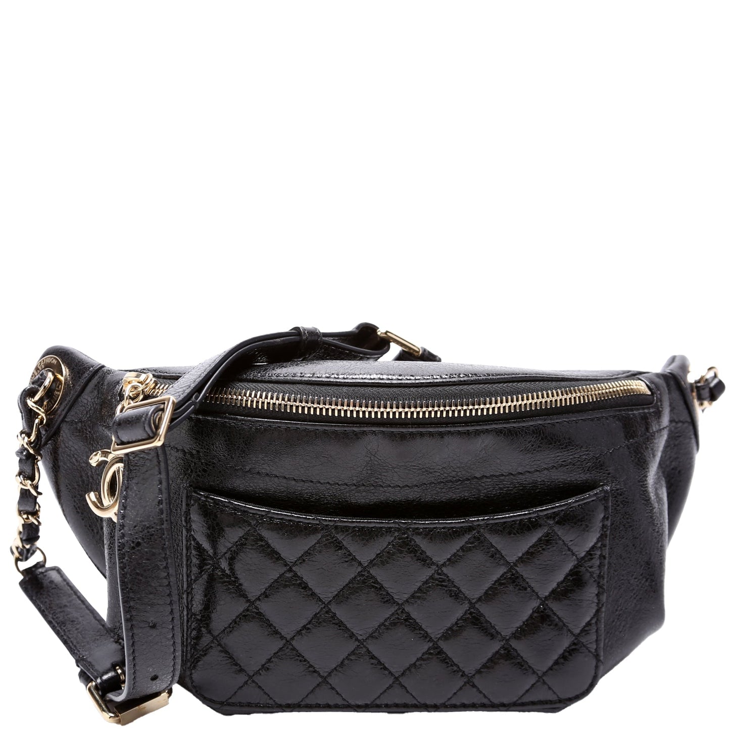 Chanel CC Waist Quilted Crumpled Glazed Lambskin Handbag