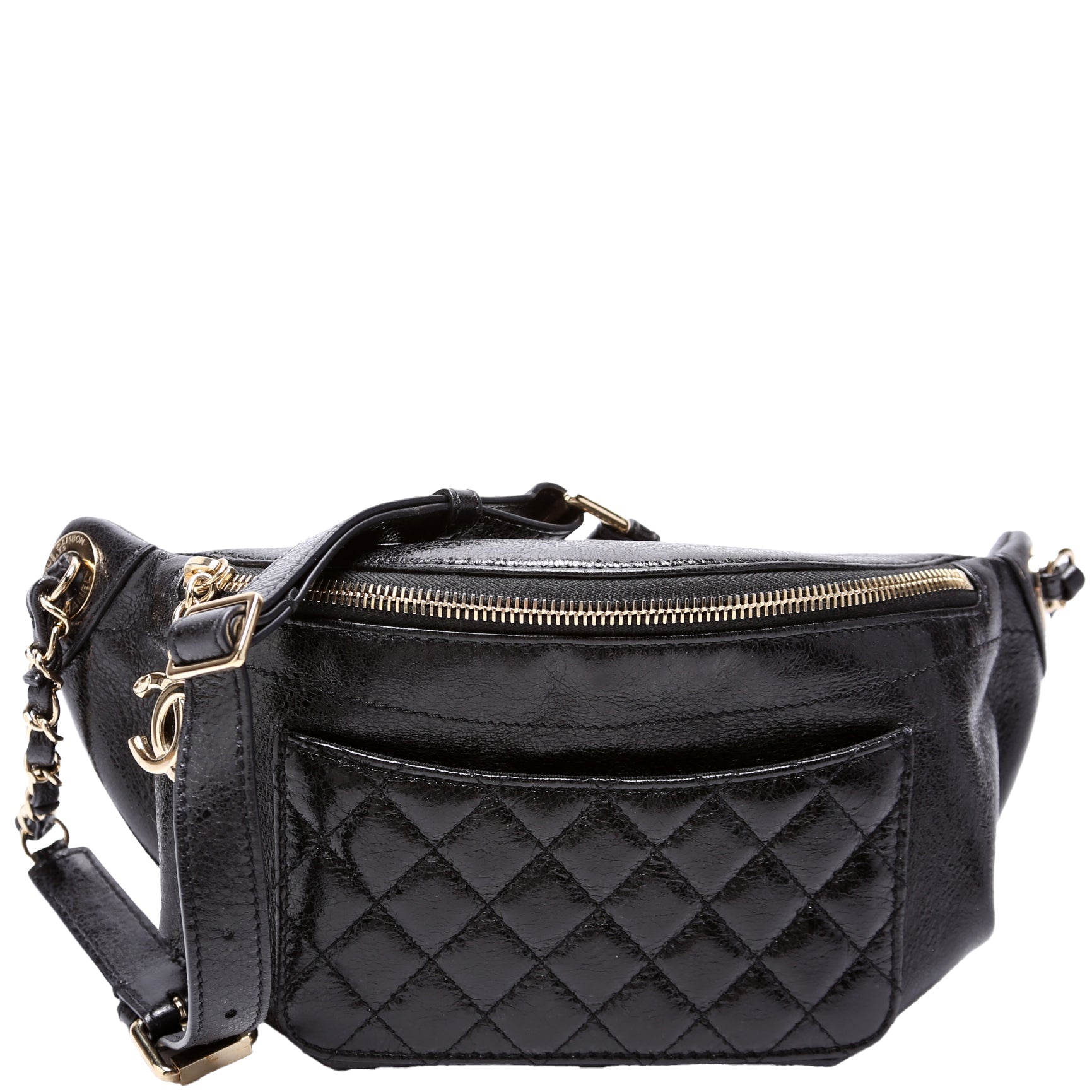 Chanel CC Waist Quilted Crumpled Glazed Lambskin Handbag