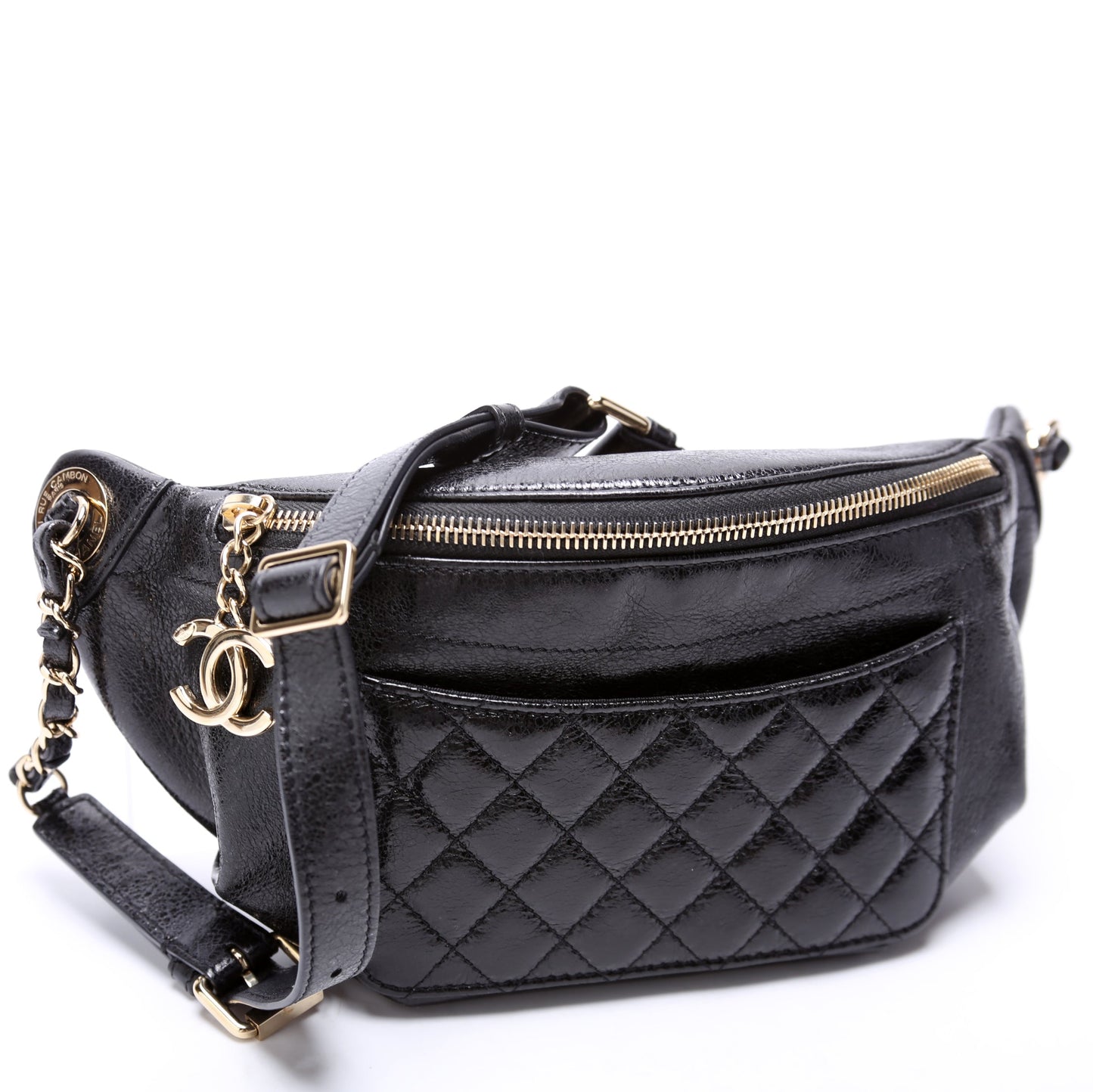 Chanel CC Waist Quilted Crumpled Glazed Lambskin Handbag