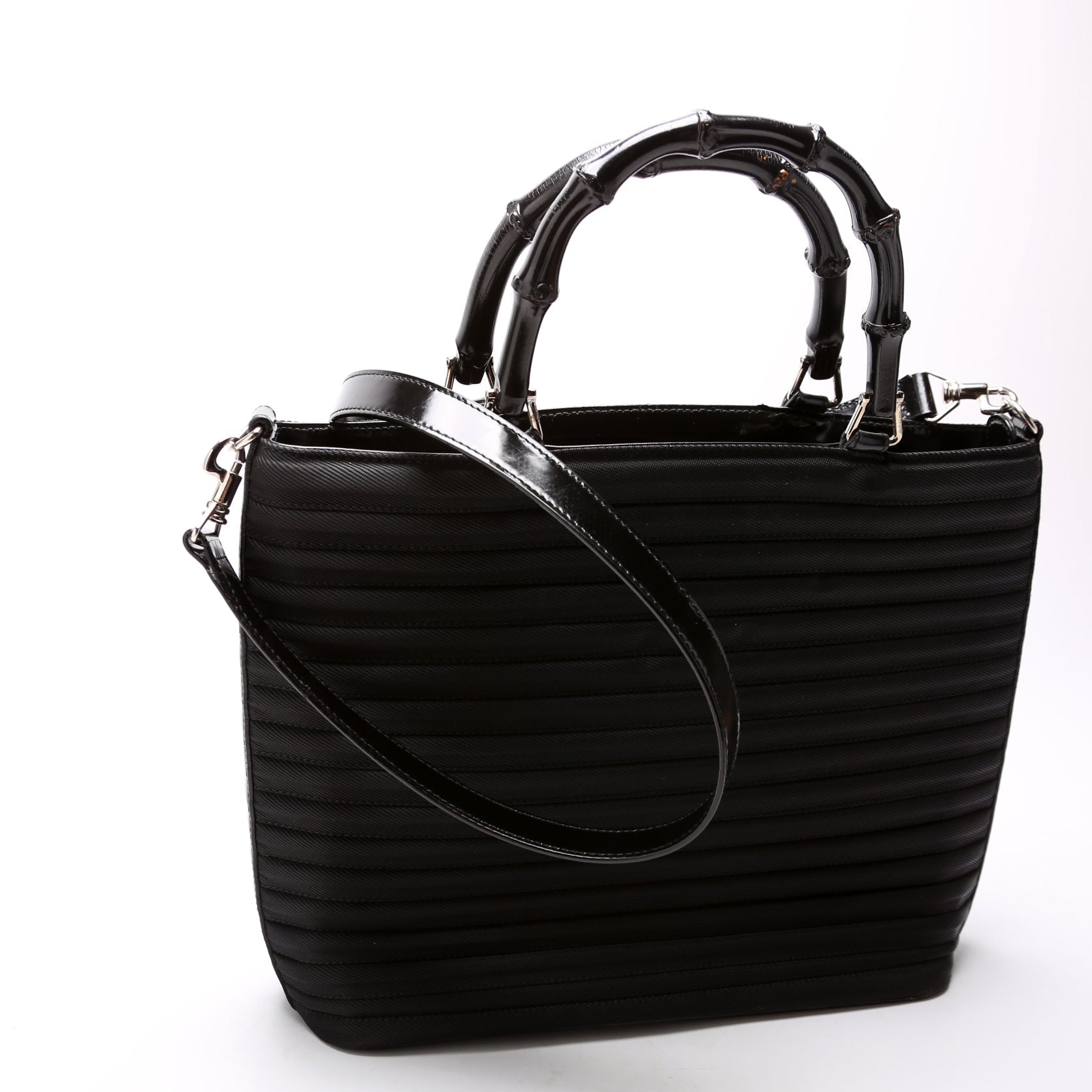Gucci 000. Bamboo 2-Way Quilted Nylon Tote Bag