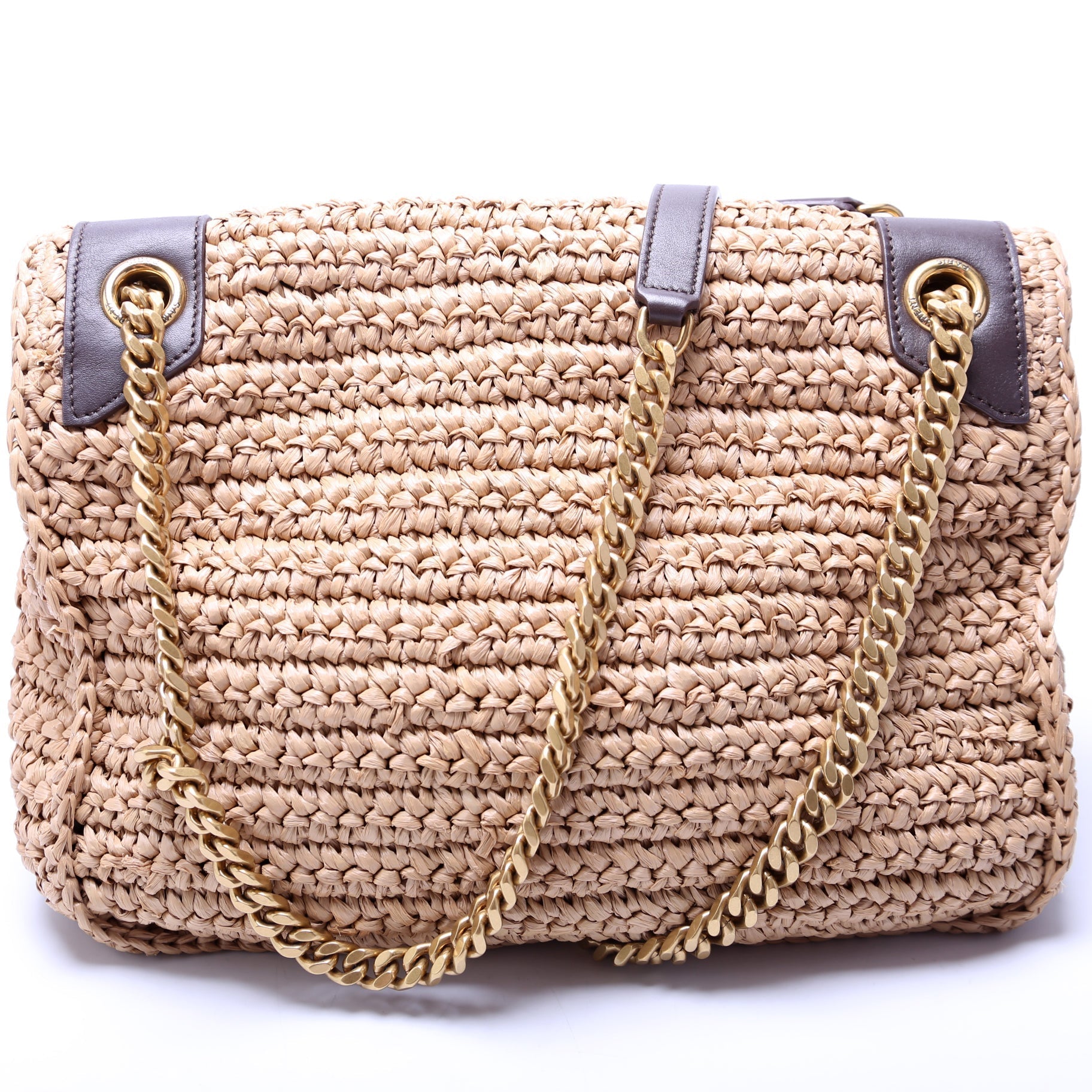 YSL Saint Laurent Niki Bag Raffia Medium Travel Bag