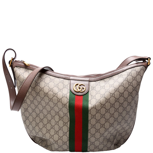 Gucci Ophidia GG Supreme Half Moon Large Shoulder Bag