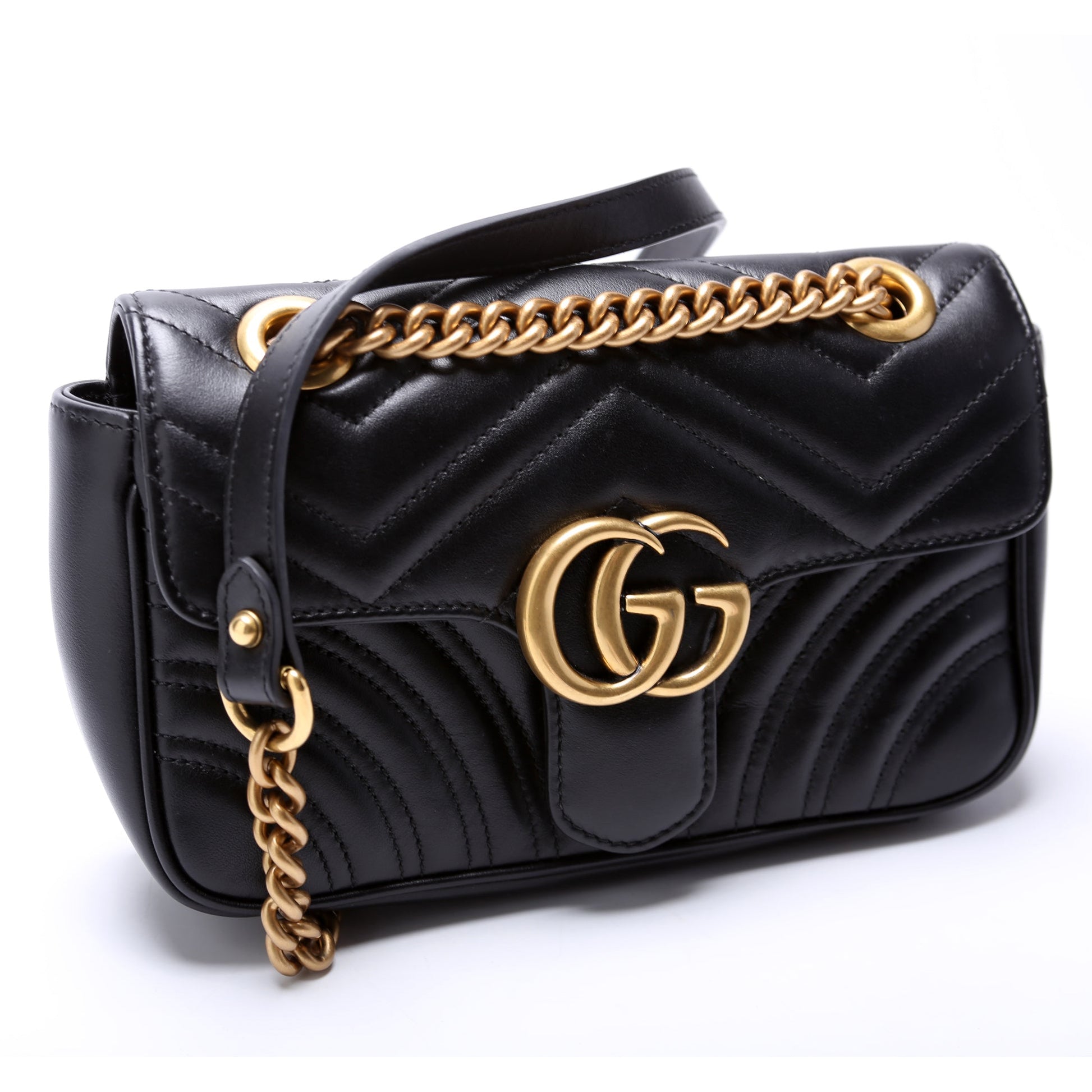Gucci Marmont Leather Mini Flap Shoulder Bag Flap 2