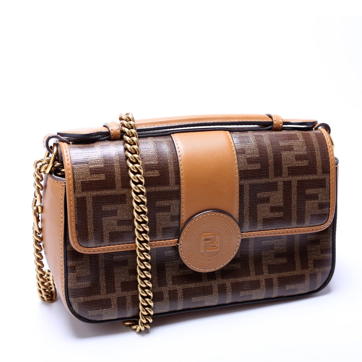 Fendi Glazed Fabric Double Ff Shoulder 8Bt308 Bag Shoulder Bag