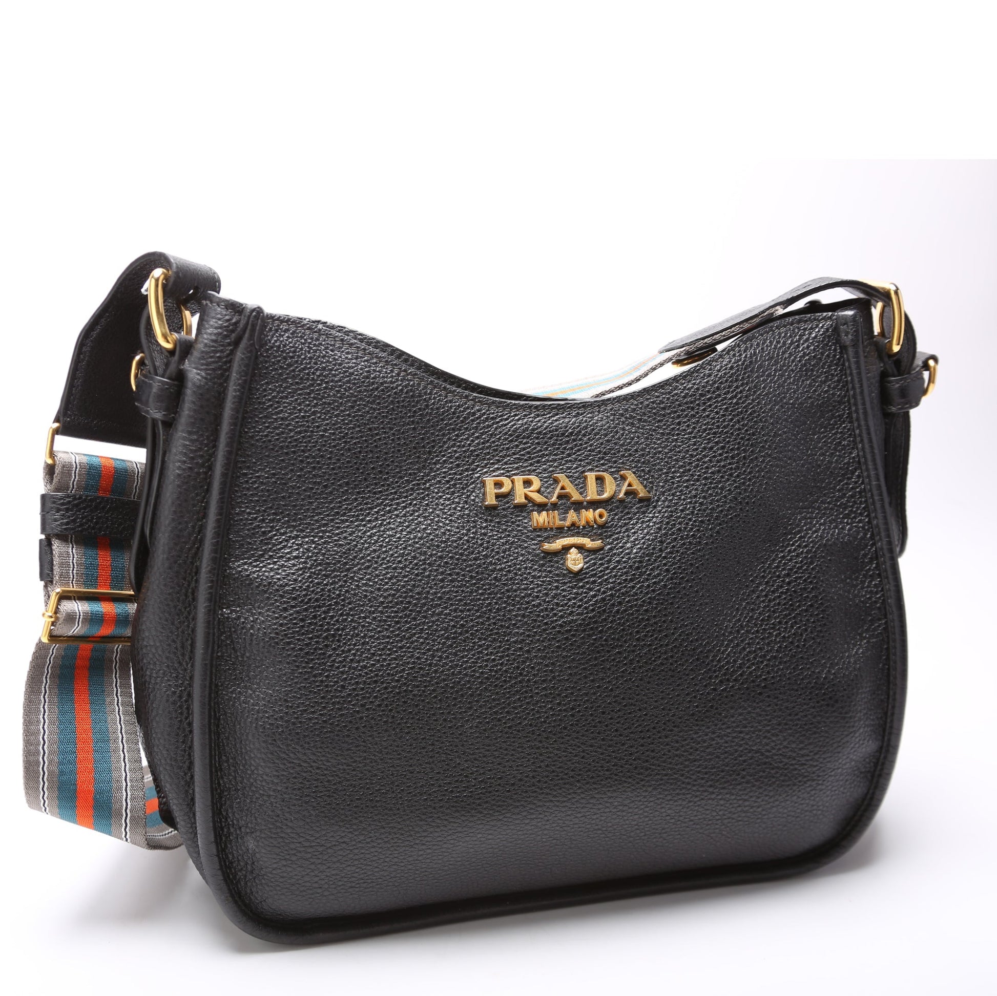 Prada Vitello Daino Hobo Bag Black Travel Bag