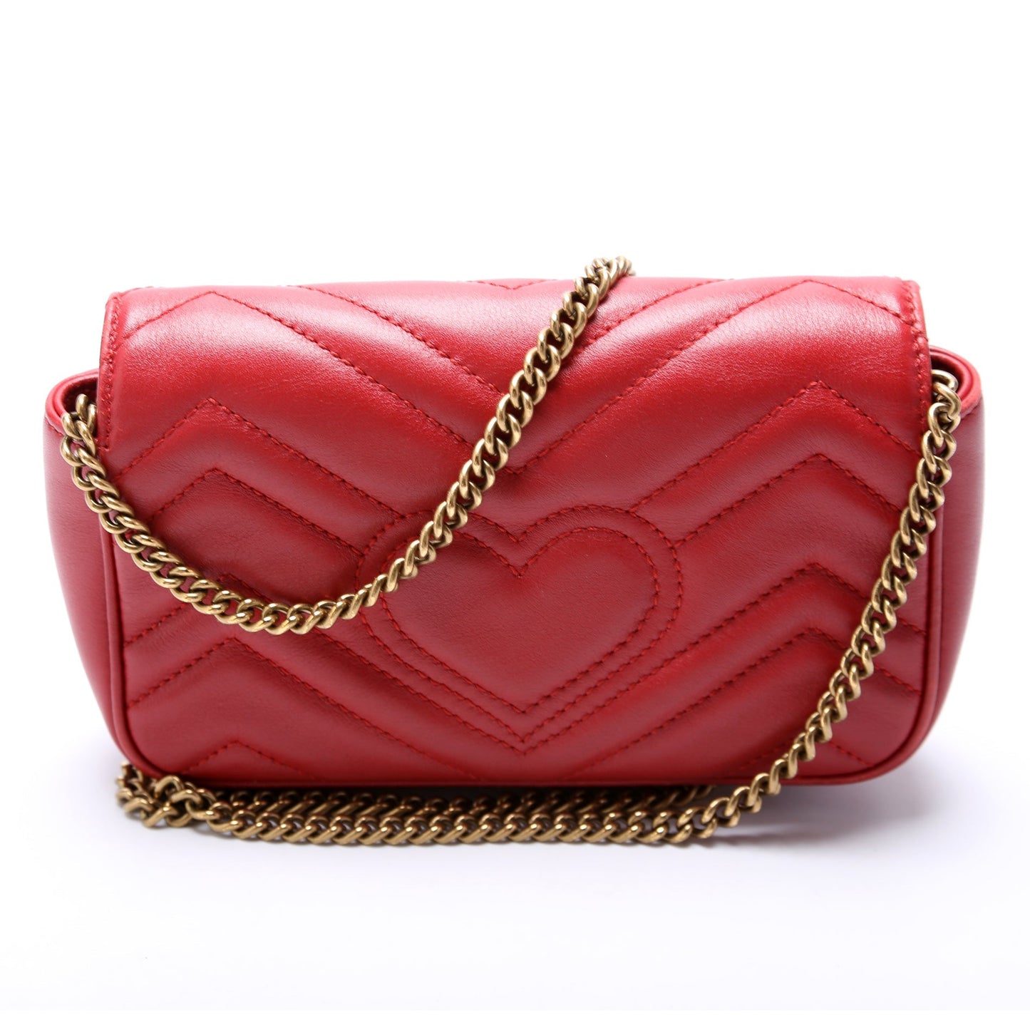 Gucci Marmont Super Leather Red Mini Flap Travel Bag Flap 5