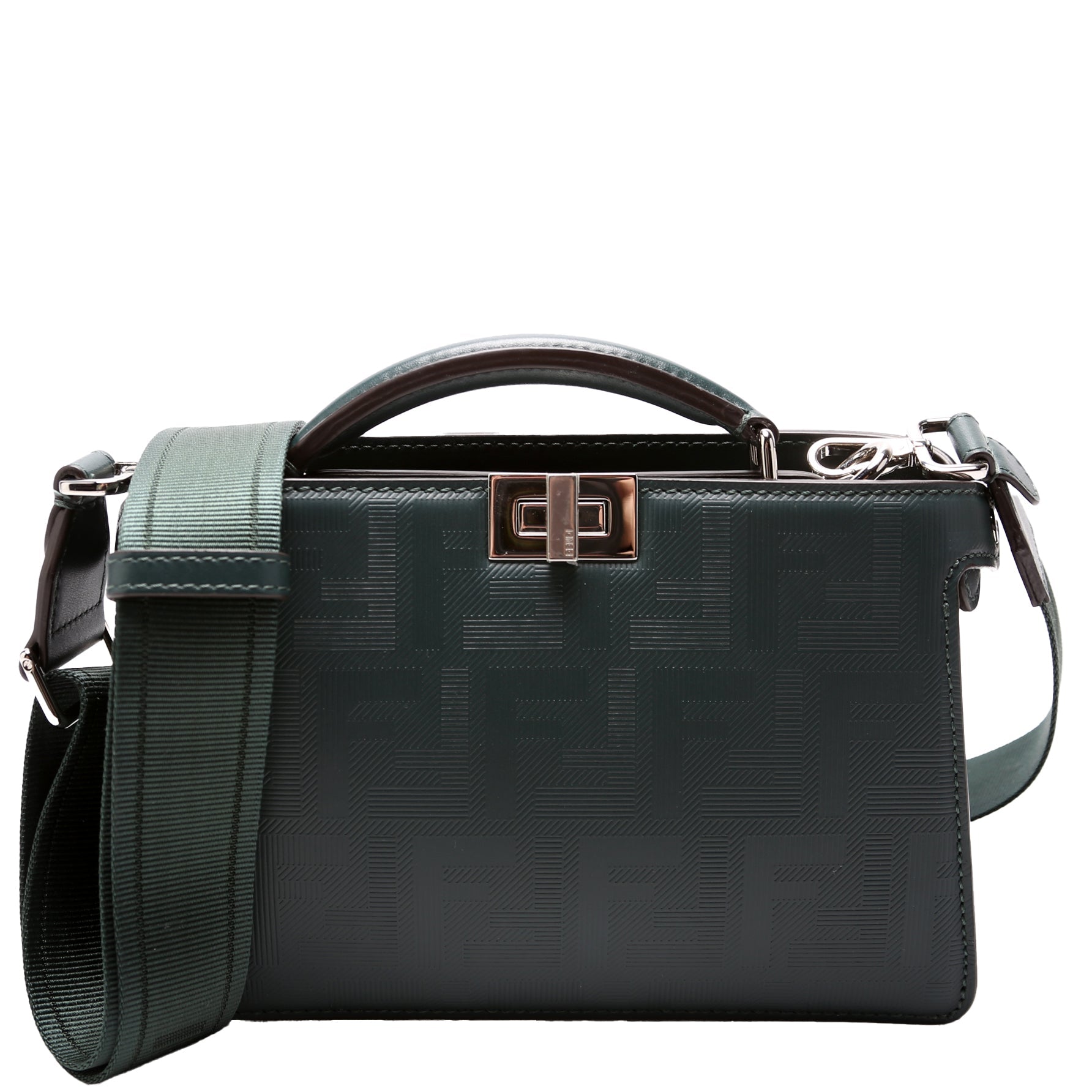 Fendi Marc Jacobs Ff Peekaboo Iseeu Crossbody 7Va582 Bag Green Embossed Crossbody Bag