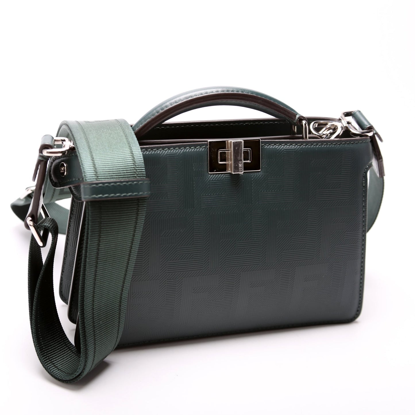 Fendi Marc Jacobs Ff Peekaboo Iseeu Crossbody 7Va582 Bag Green Embossed Crossbody Bag