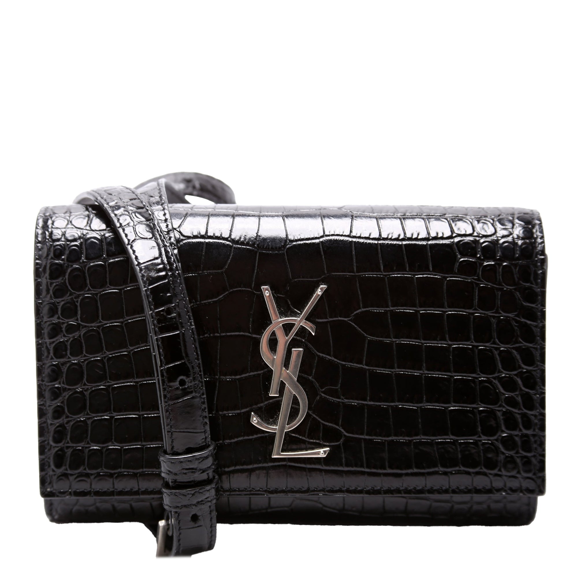 YSL Saint Laurent Kate Belt Croc Bag Embossed