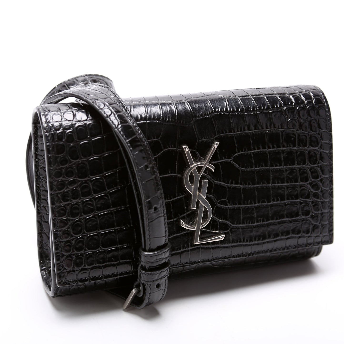YSL Saint Laurent Kate Belt Croc Bag Embossed