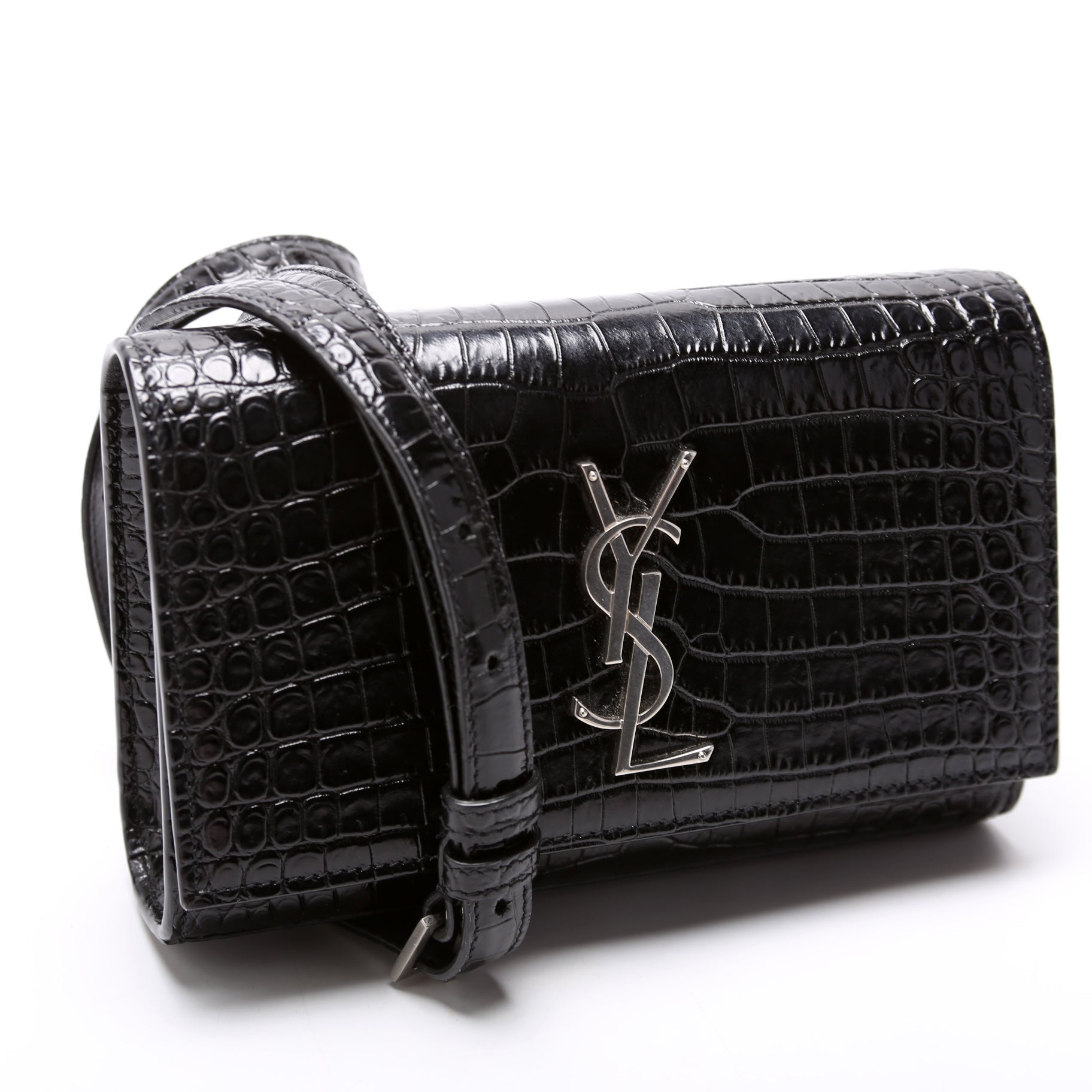 YSL Saint Laurent Kate Belt Croc Bag Embossed