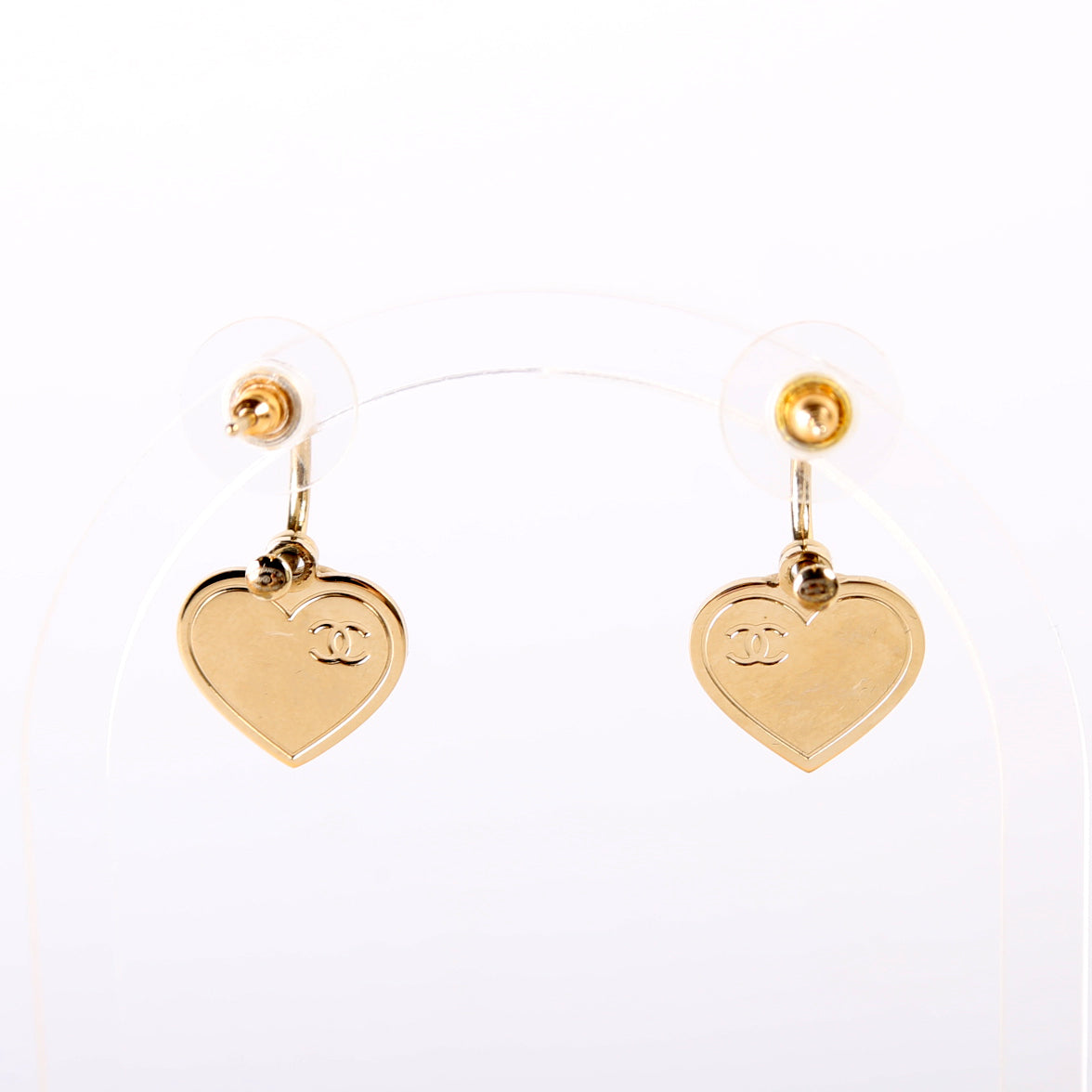 Chanel CC Drop Heart Huggie Earrings
