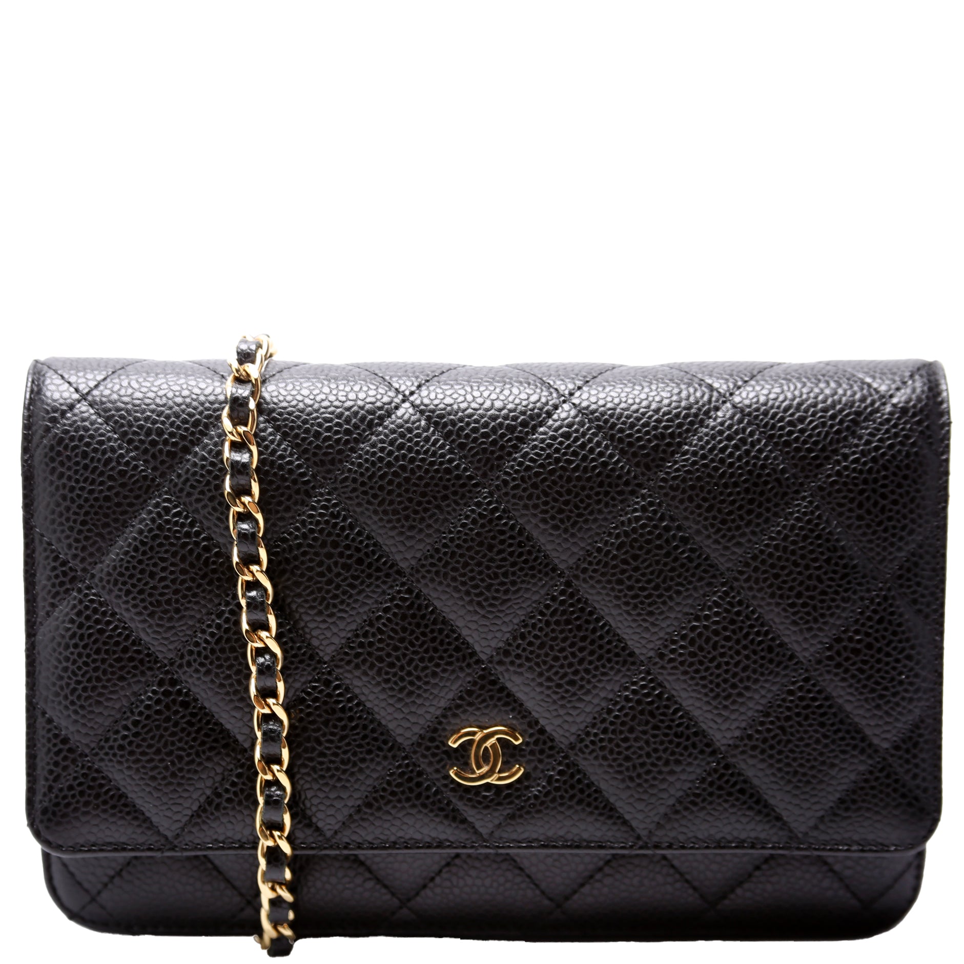 Chanel WOC Classic Quilted Caviar RFID Black Clutch Bag