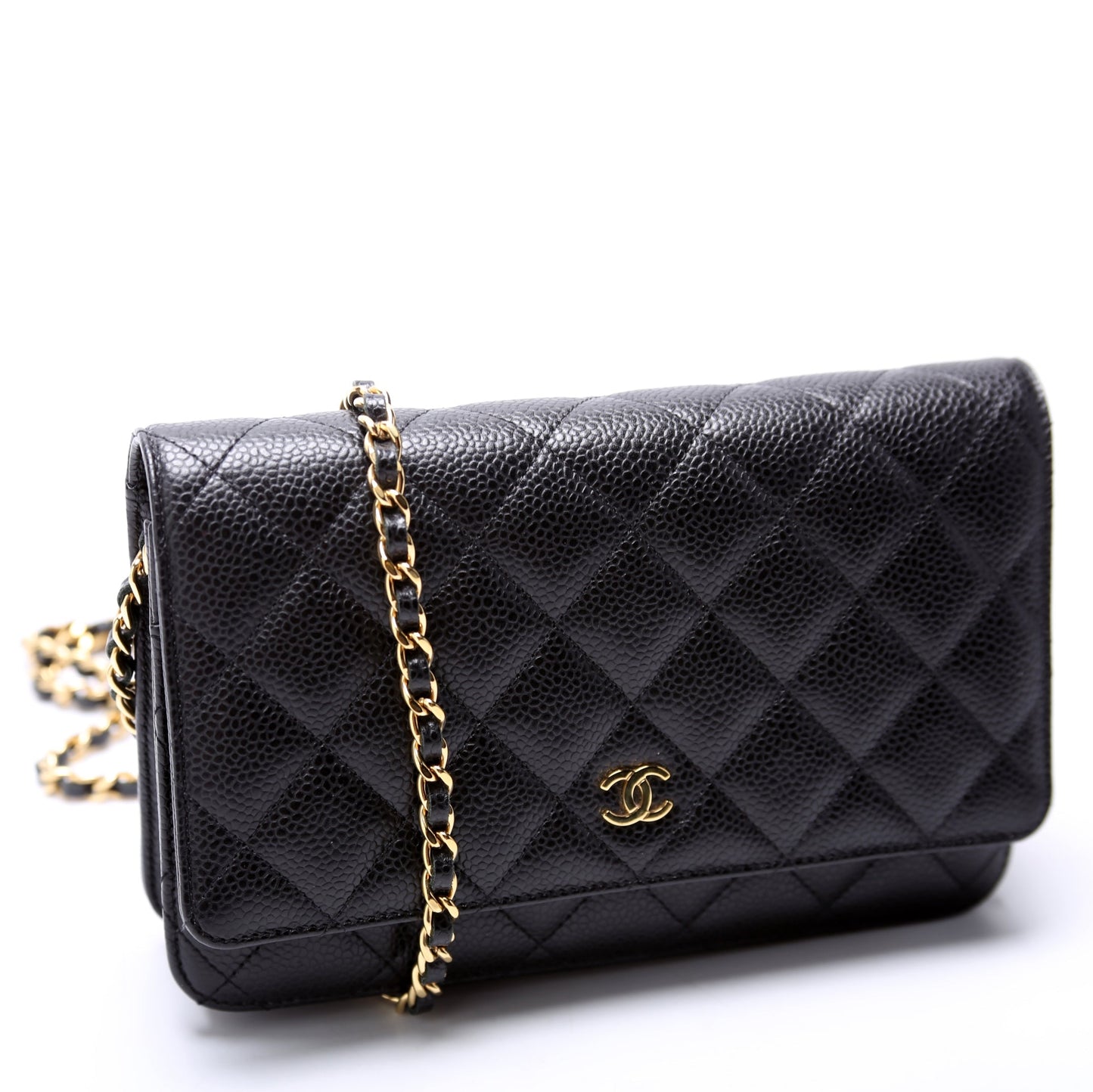 Chanel WOC Classic Quilted Caviar RFID Black Clutch Bag