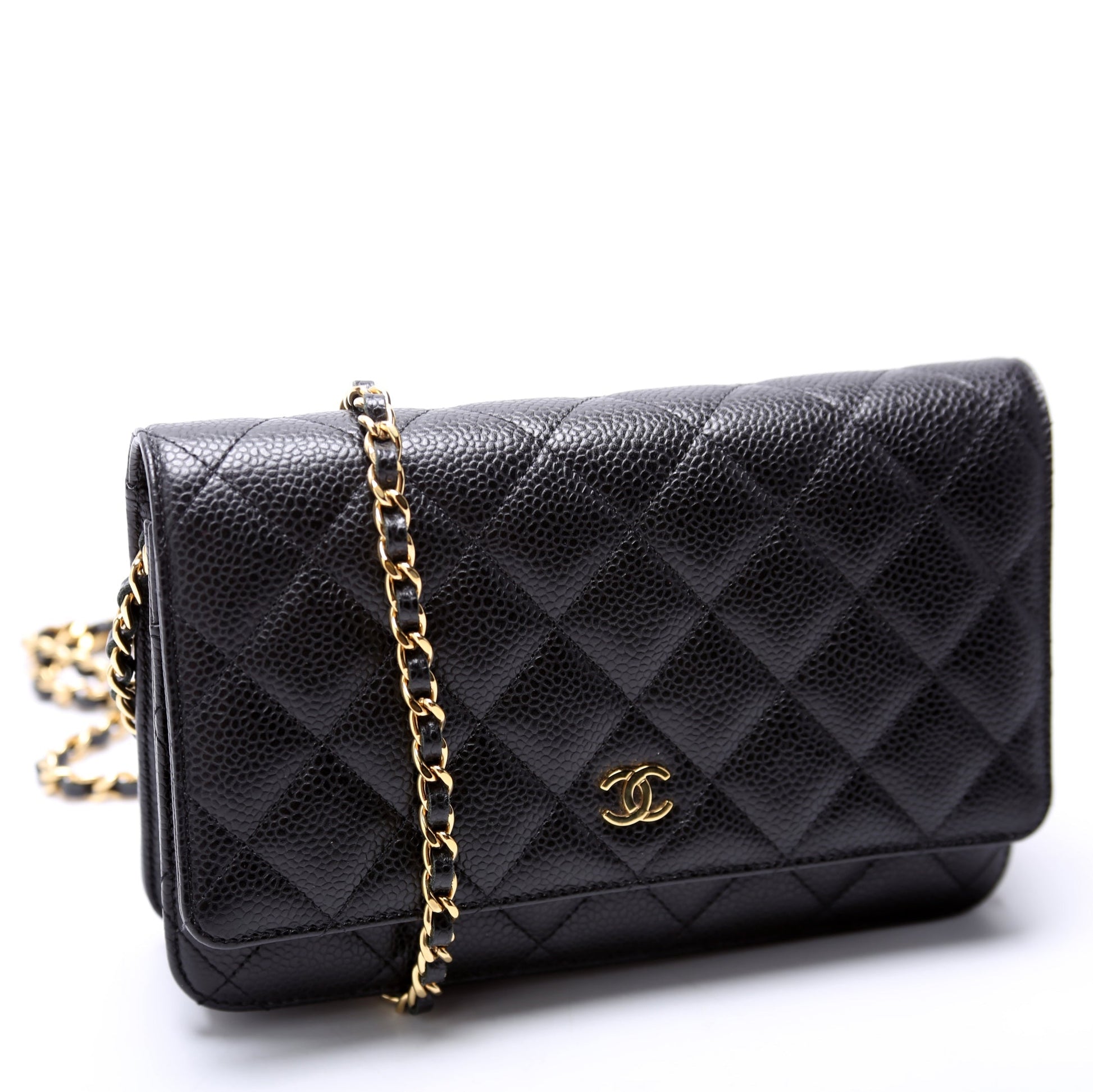 Chanel WOC Classic Quilted Caviar RFID Black Clutch Bag