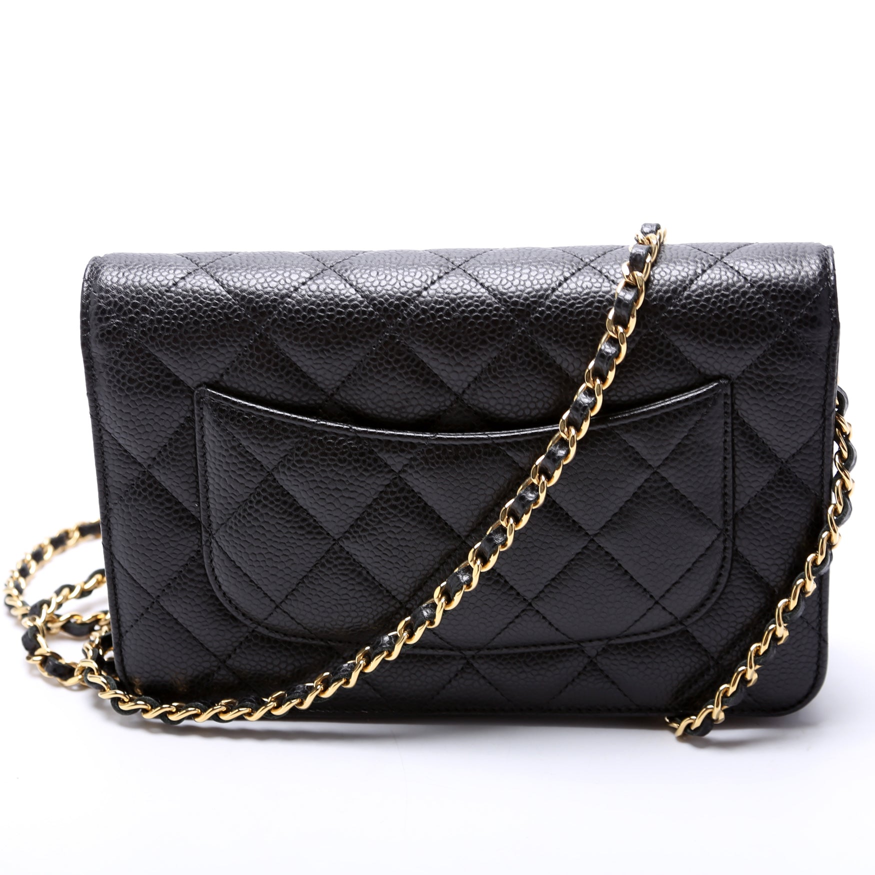 Chanel WOC Classic Quilted Caviar RFID Black Clutch Bag