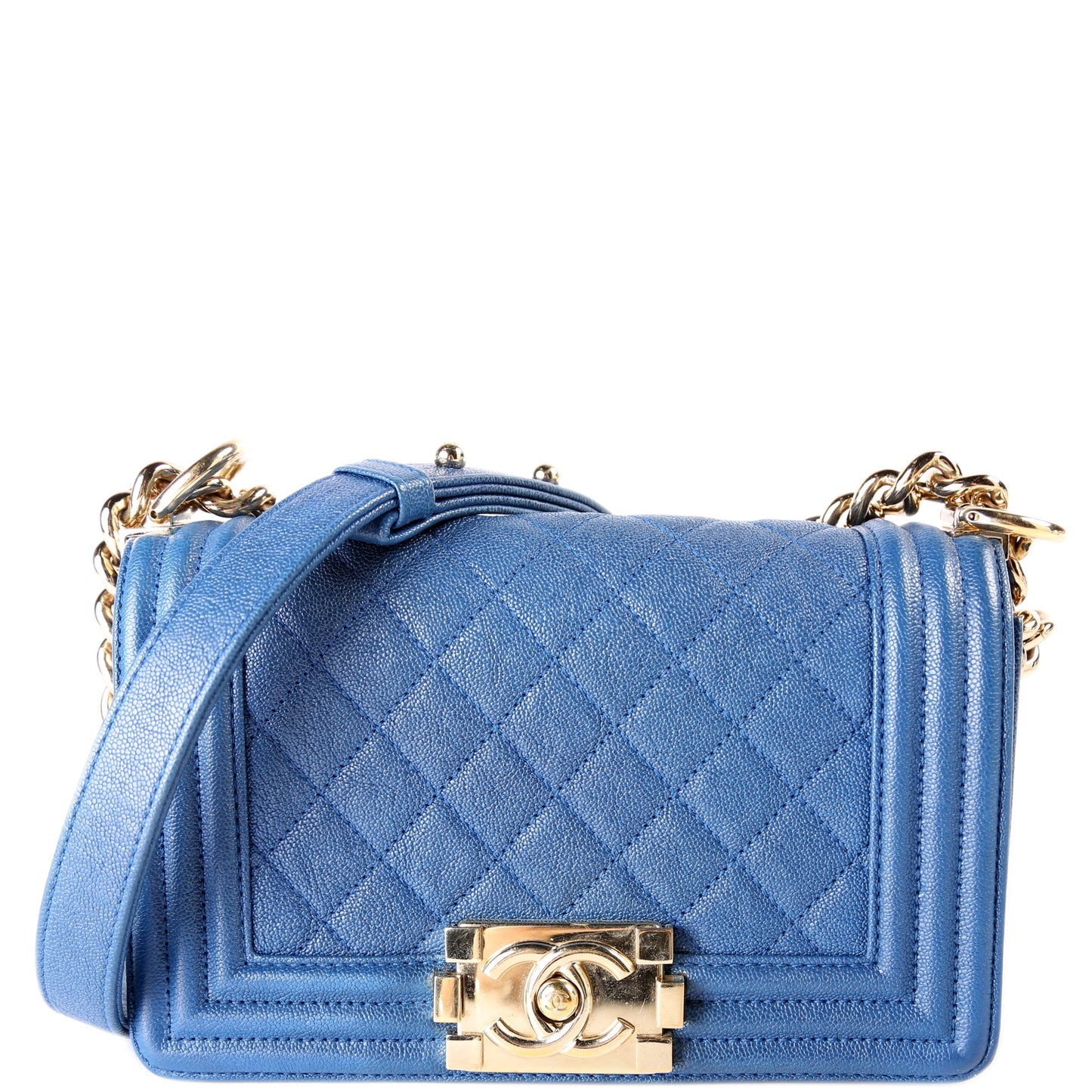 Chanel Boy Flap Caviar 27M Blue Small Handbag