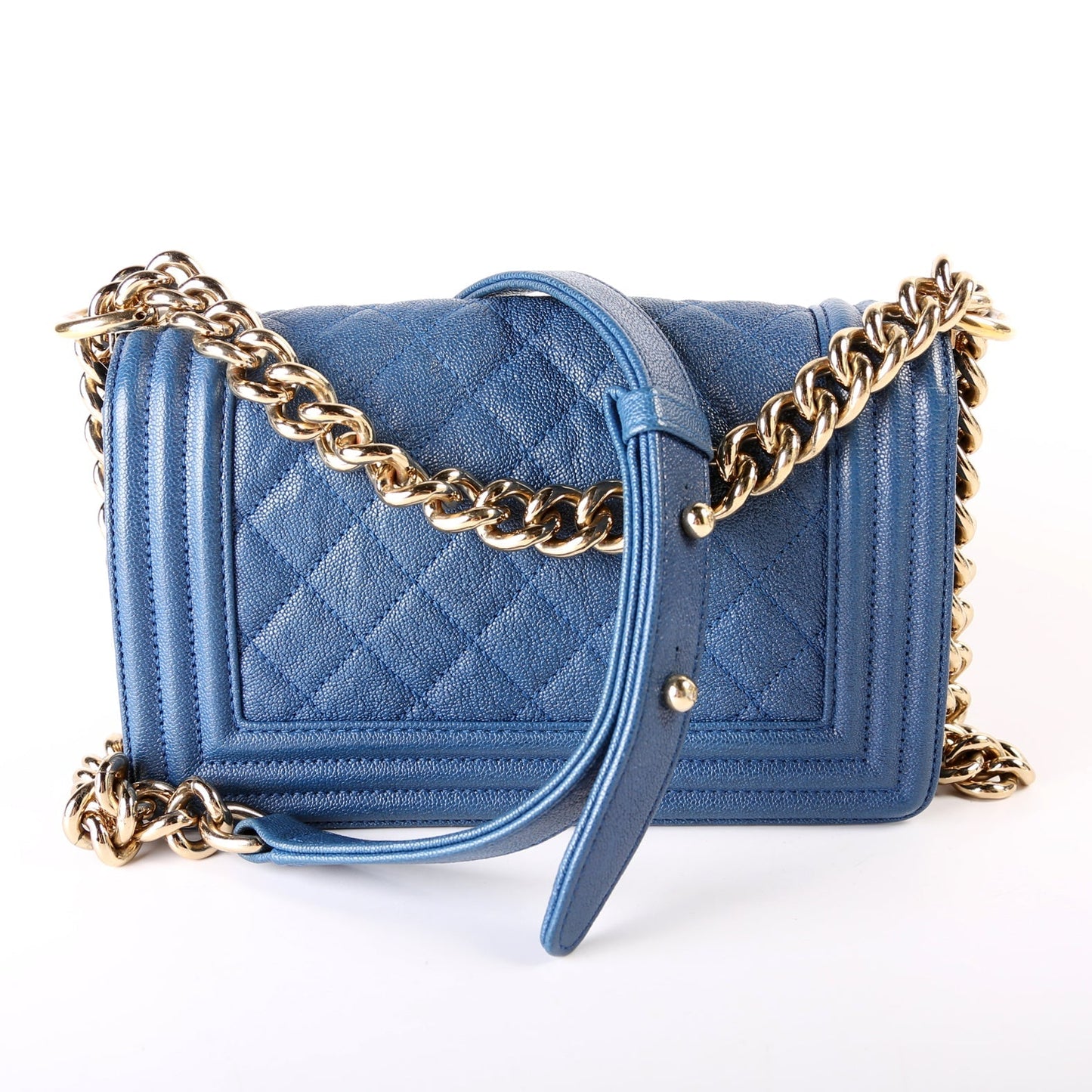 Chanel Boy Flap Caviar 27M Blue Small Handbag