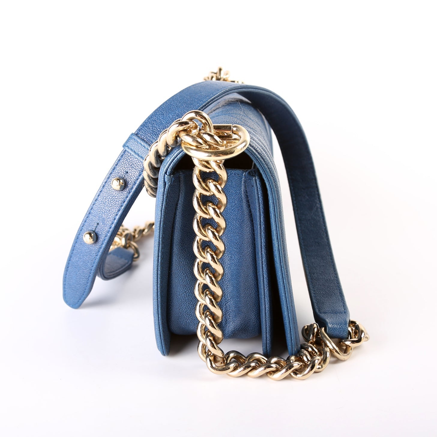 Chanel Boy Flap Caviar 27M Blue Small Handbag