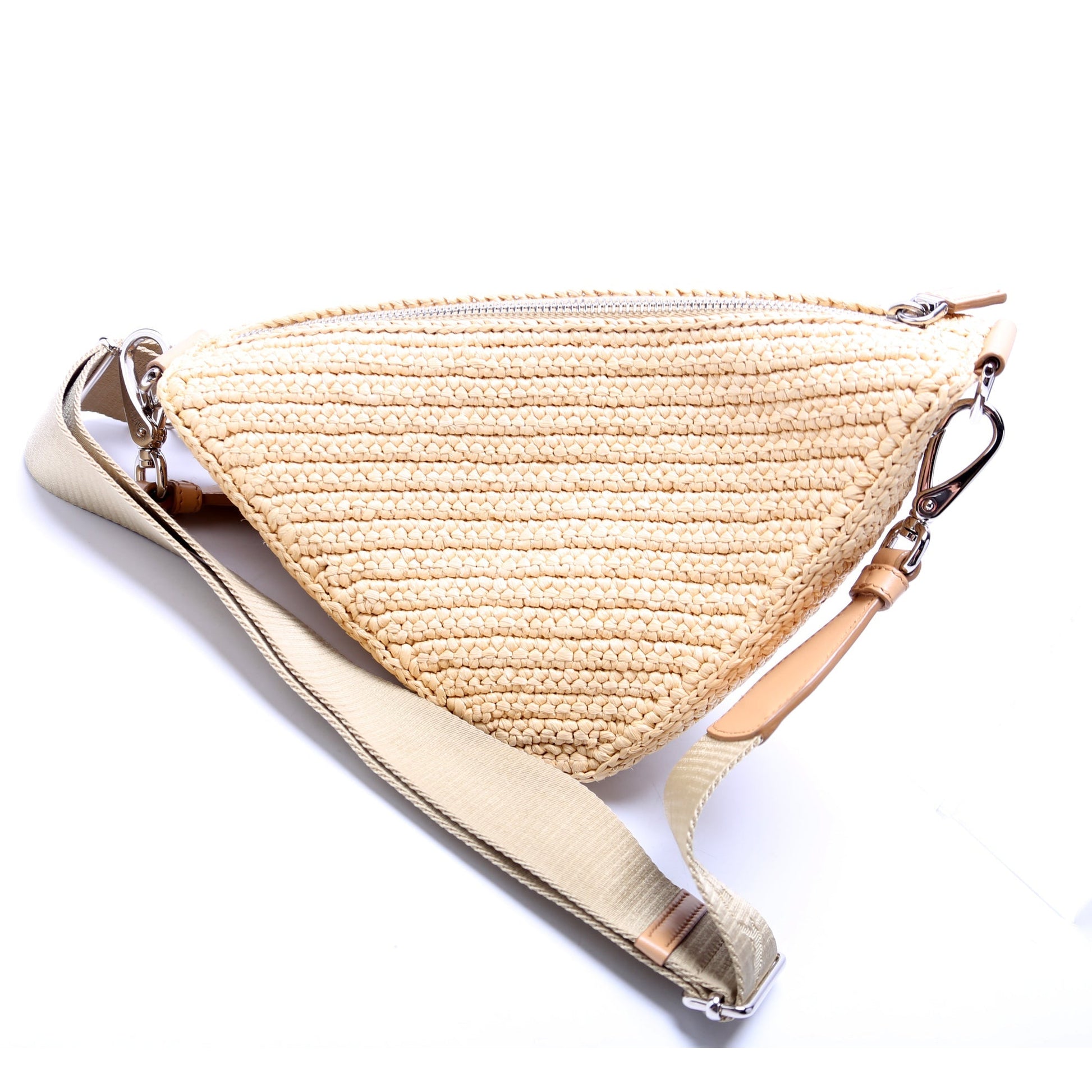 Prada Triangle Bag Raffia Tan Travel Bag