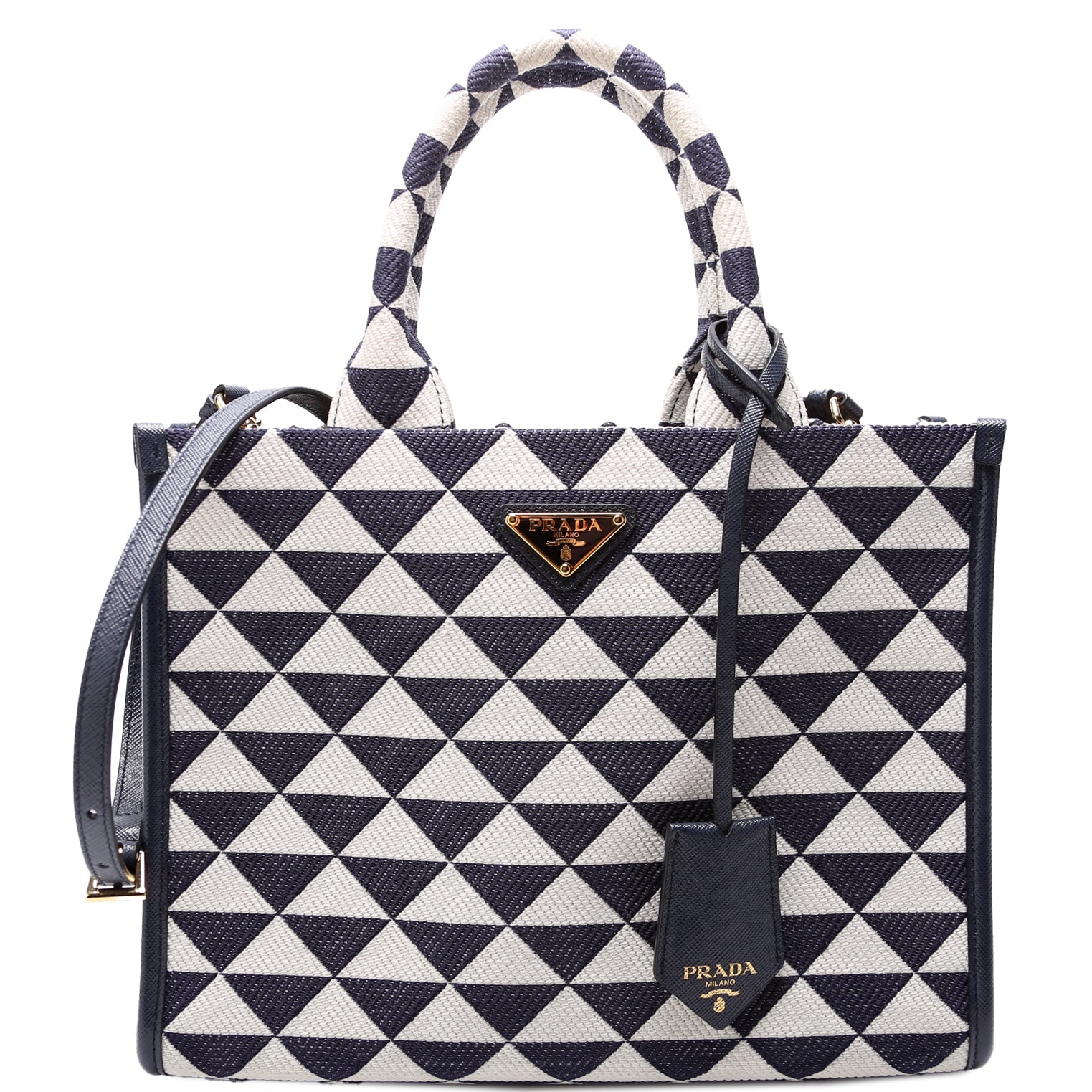 Prada Jacquard Triangle Symbole Handblue Bag Canvas Travel Bag