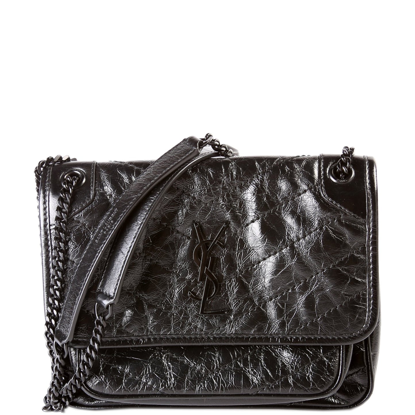 YSL Saint Laurent Saint Laurent Niki Baby Crinkled Bag Leather Black Travel Bag