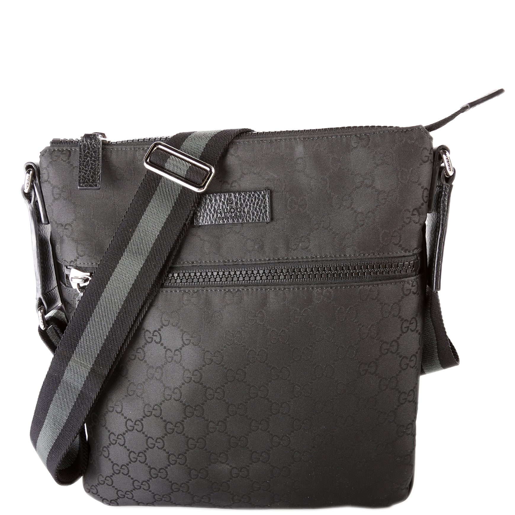Gucci Flat Messenger Bag Nylon Black Shoes