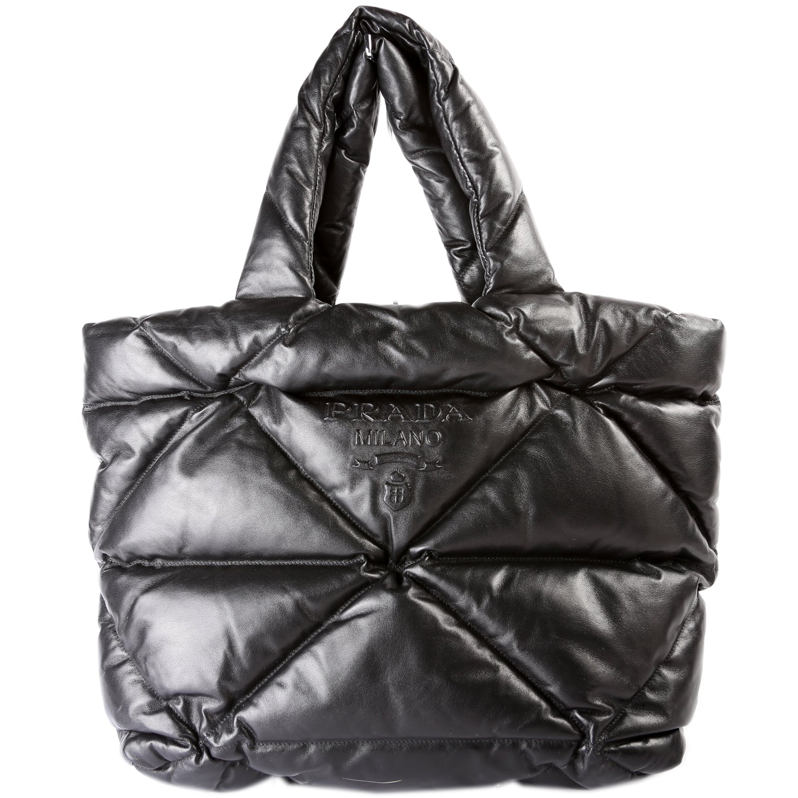 Prada Soft Nappa Padded System Tote Bag Black