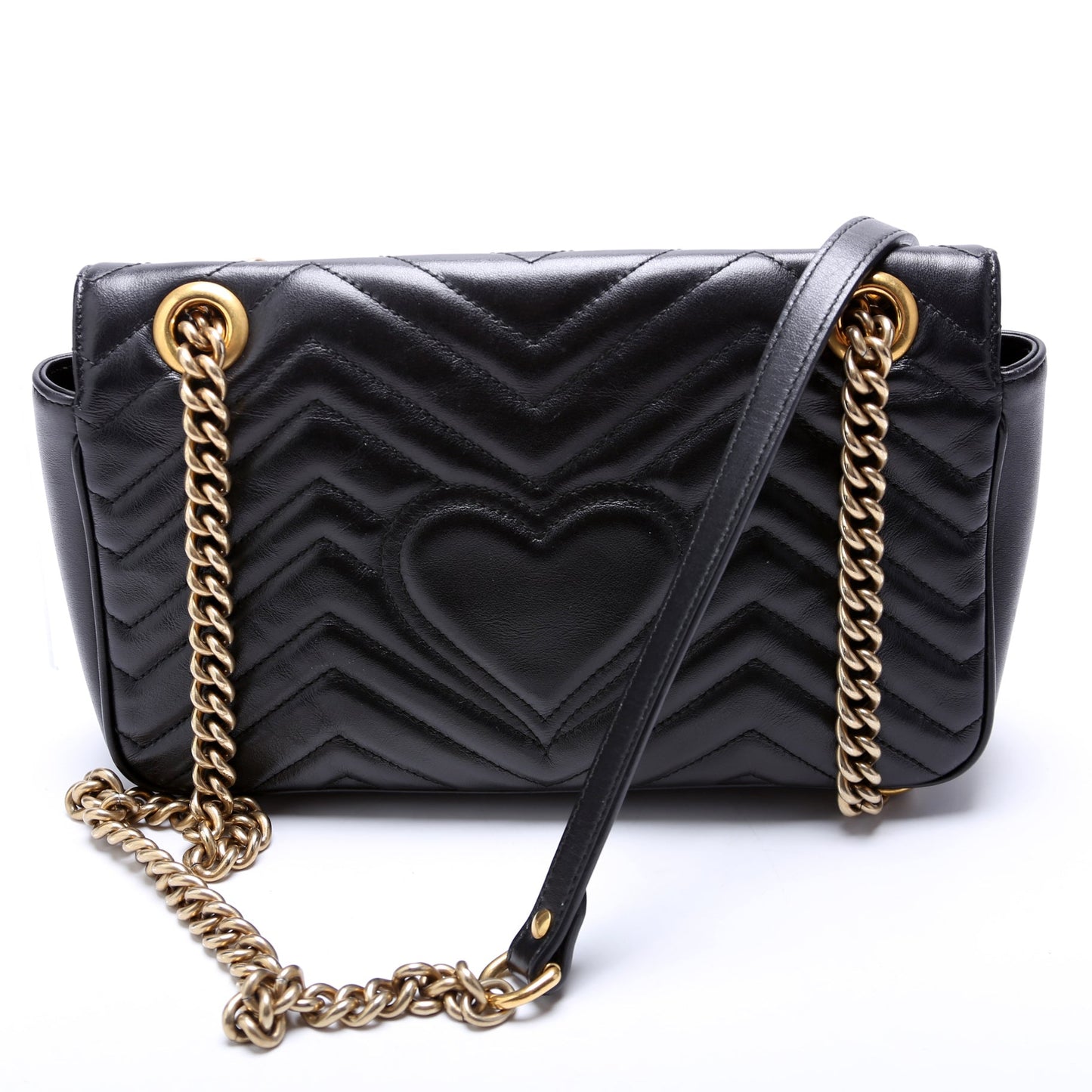 Gucci Marmont Leather Black Small Flap Shoulder Bag