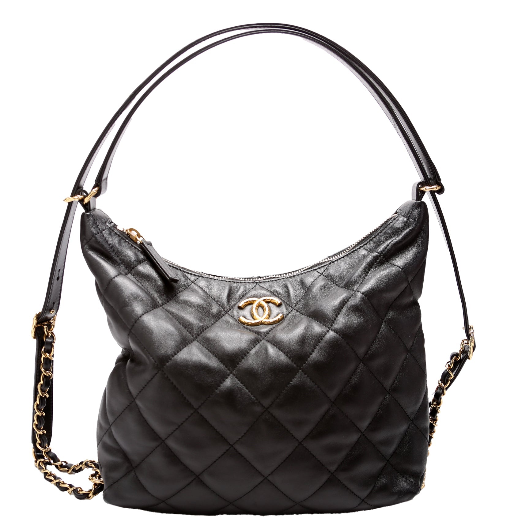 Chanel CC Quilted Maxi Hobo Lambskin RFID Shoulder Bag