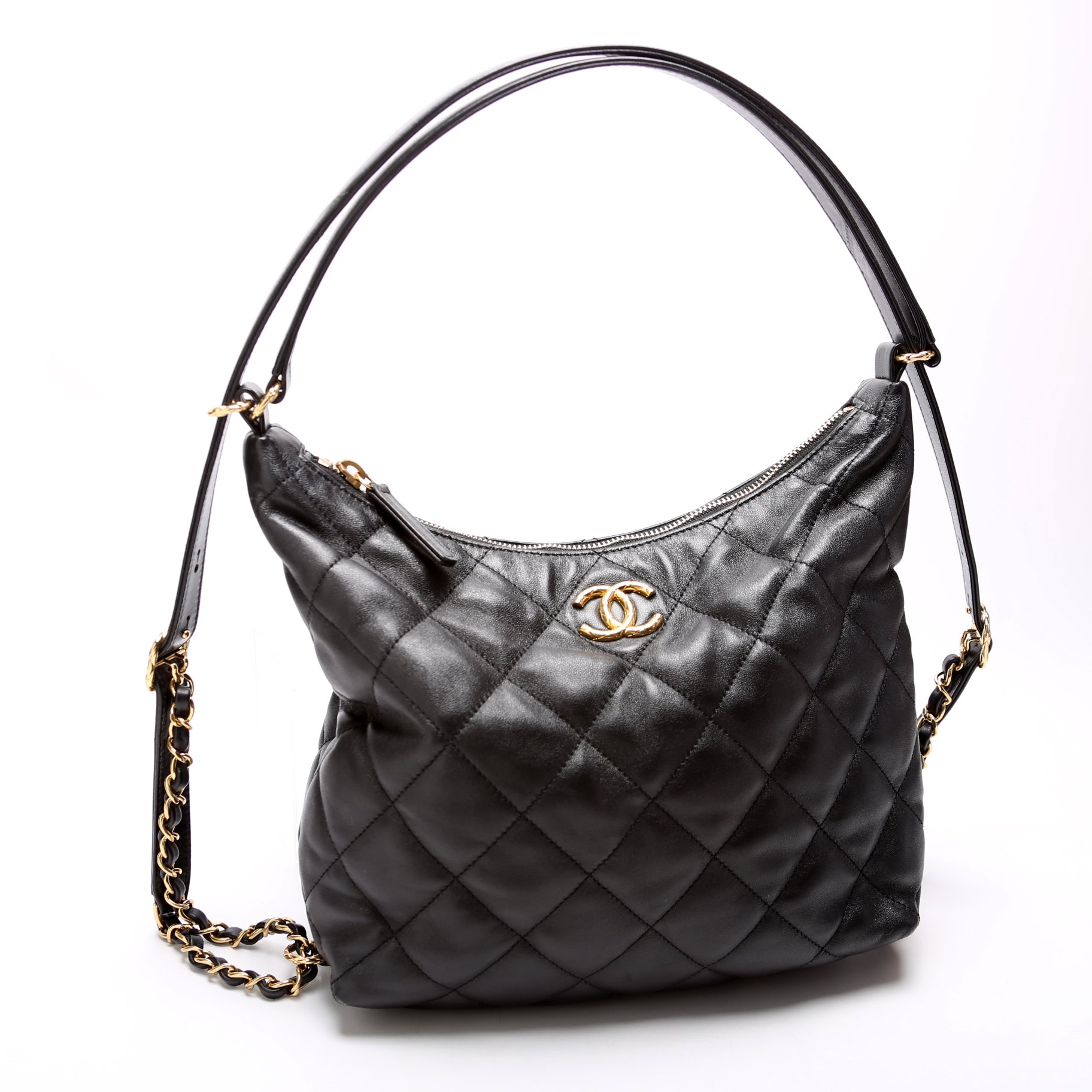 Chanel CC Quilted Maxi Hobo Lambskin RFID Shoulder Bag