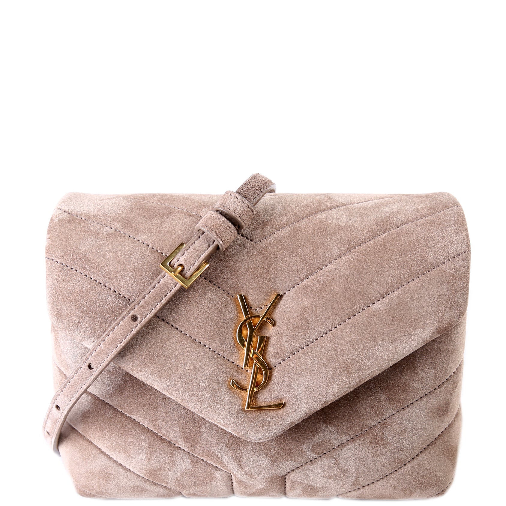 YSL Saint Laurent Saint Laurent Loulou Satchel Toy Crossbody Taupe Suede Crossbody Bag