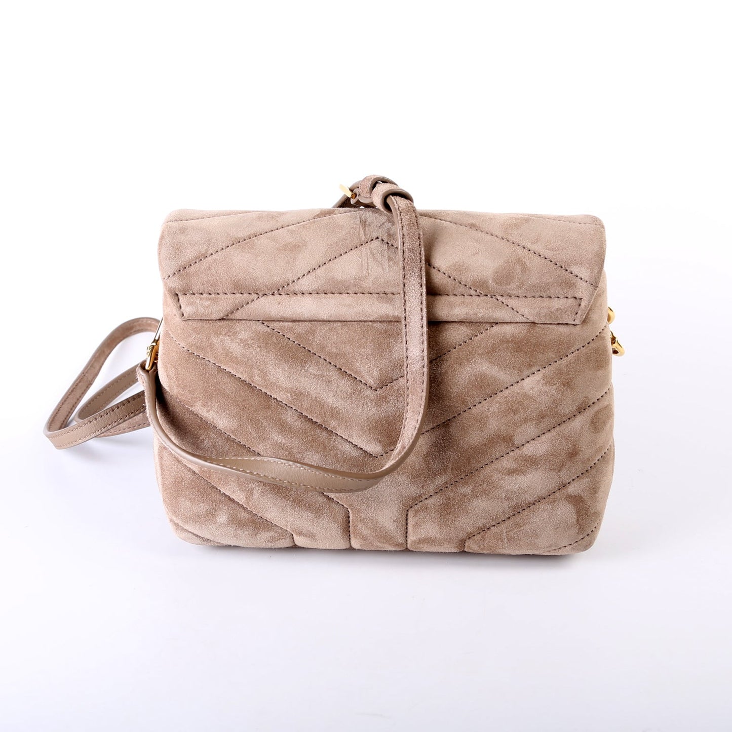 YSL Saint Laurent Saint Laurent Loulou Satchel Toy Crossbody Taupe Suede Crossbody Bag