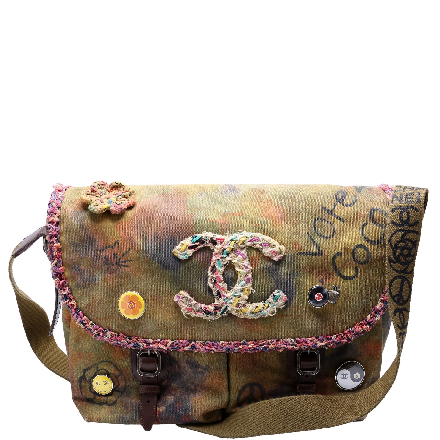 Chanel Graffiti On Pavements Washed Toile Messenger Bag