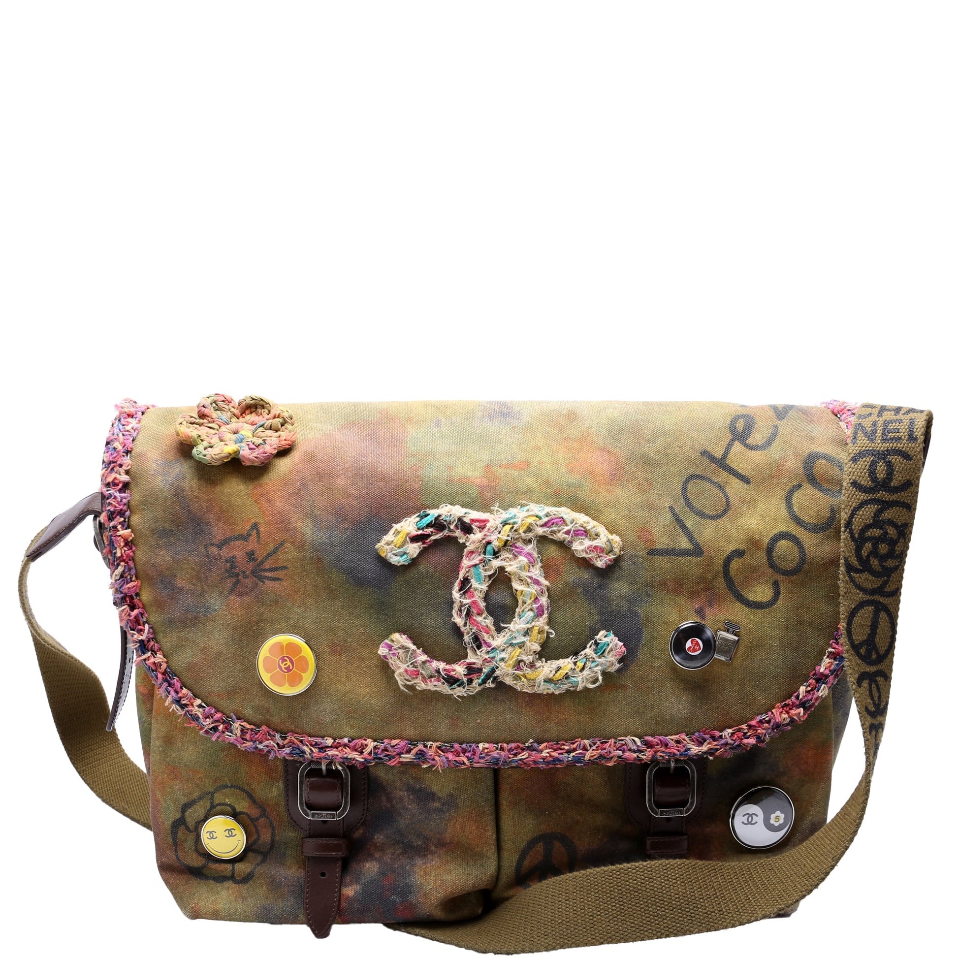 Chanel Graffiti On Pavements Washed Toile Messenger Bag