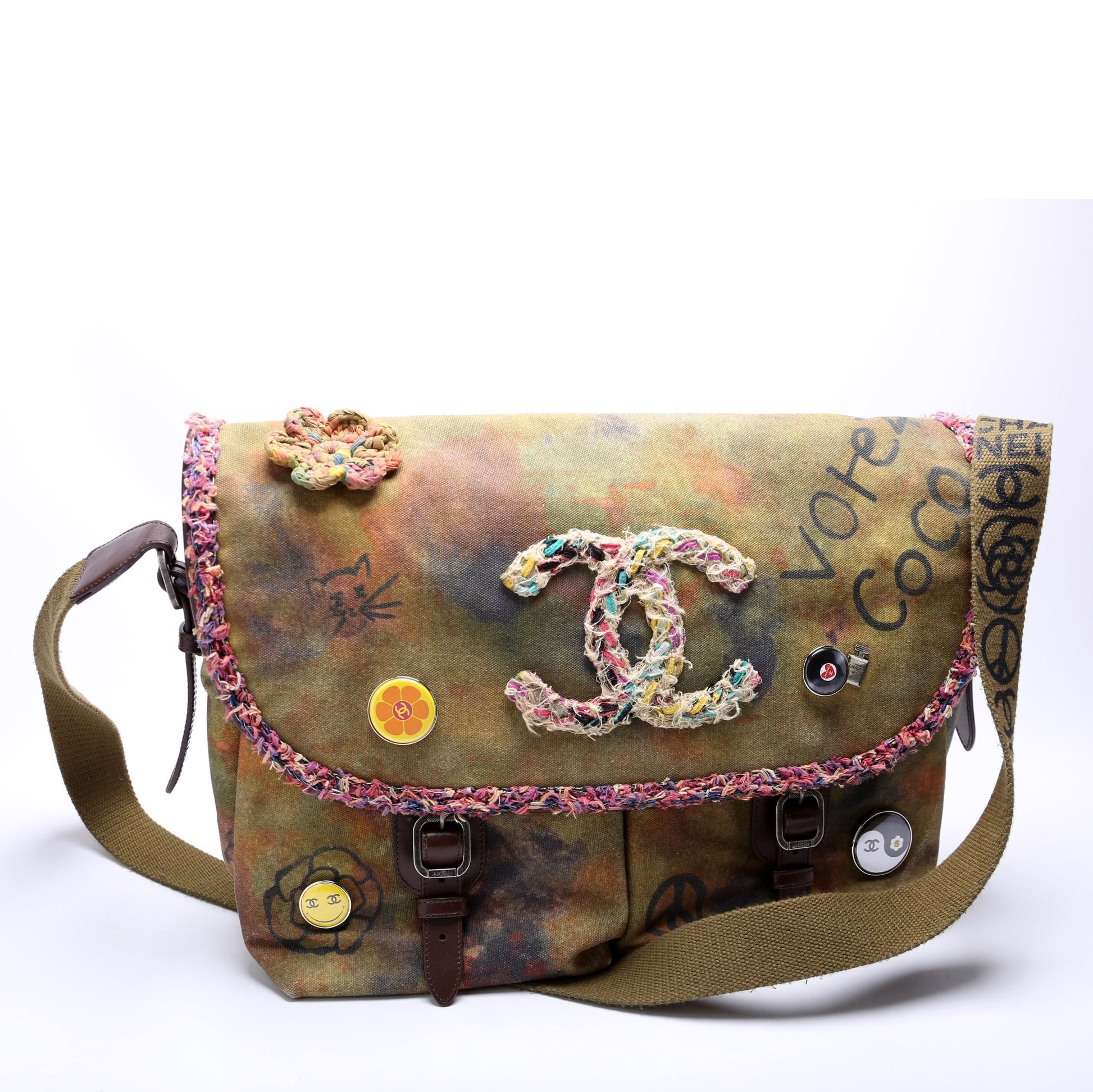 Chanel Graffiti On Pavements Washed Toile Messenger Bag