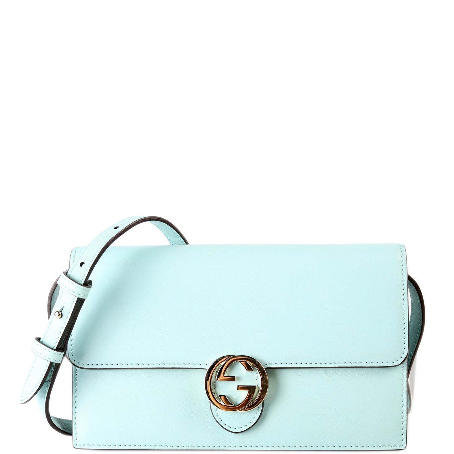 Gucci Interlocking G Icon Leather Calfskin Blue Wallet Case