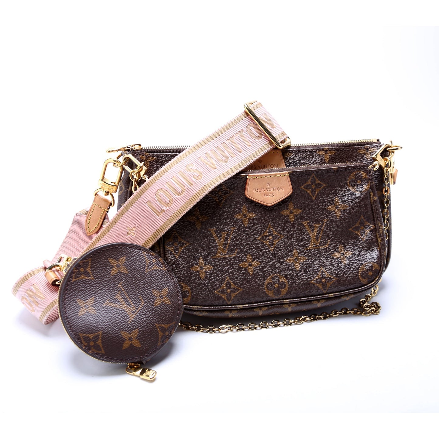 Louis Vuitton Multi Pochette Monogram Pink Clutch Bag Pink 1