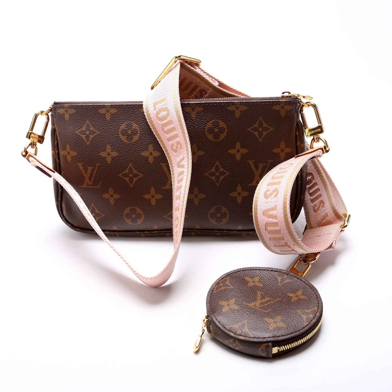 Louis Vuitton Multi Pochette Monogram Pink Clutch Bag Pink 1