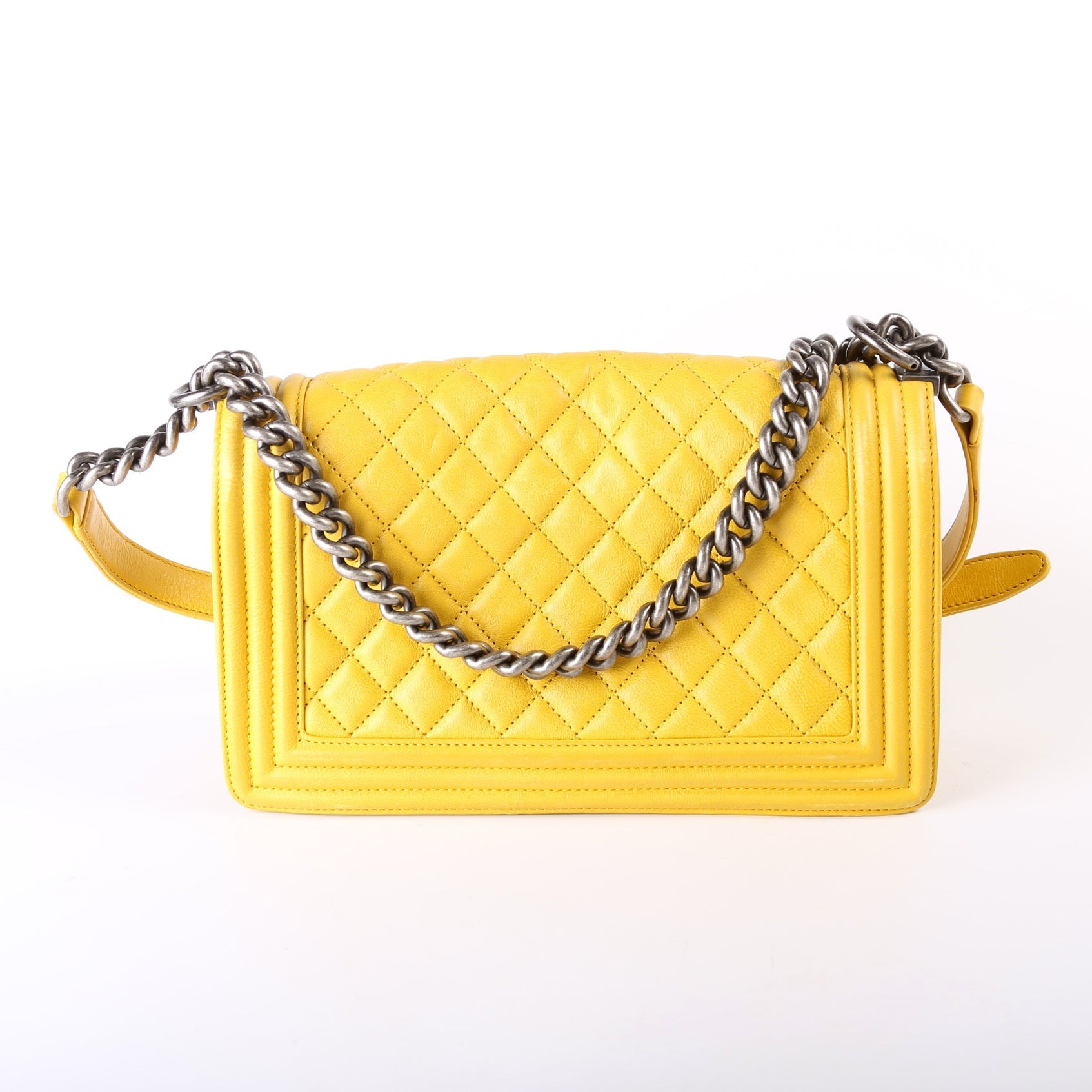 Chanel Boy Flap Old Lambskin 15-20M Yellow Handbag