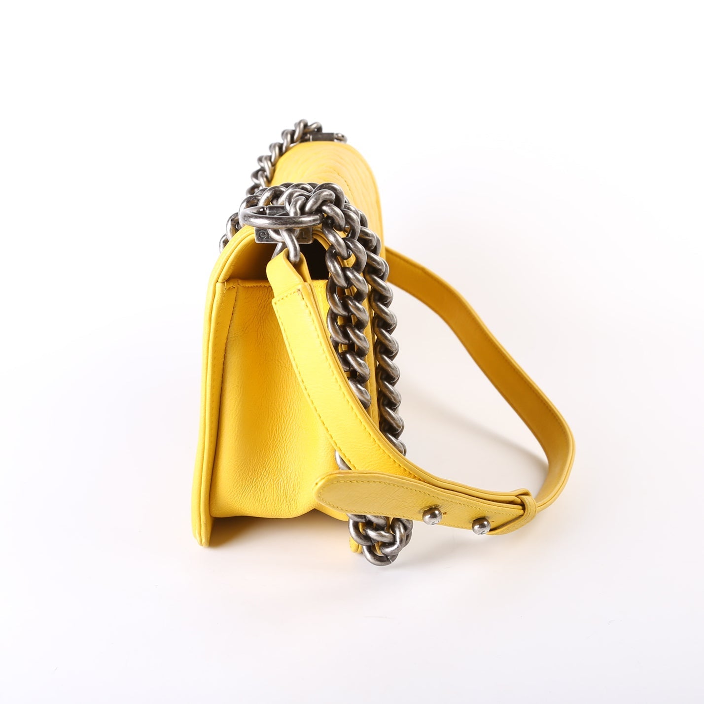 Chanel Boy Flap Old Lambskin 15-20M Yellow Handbag