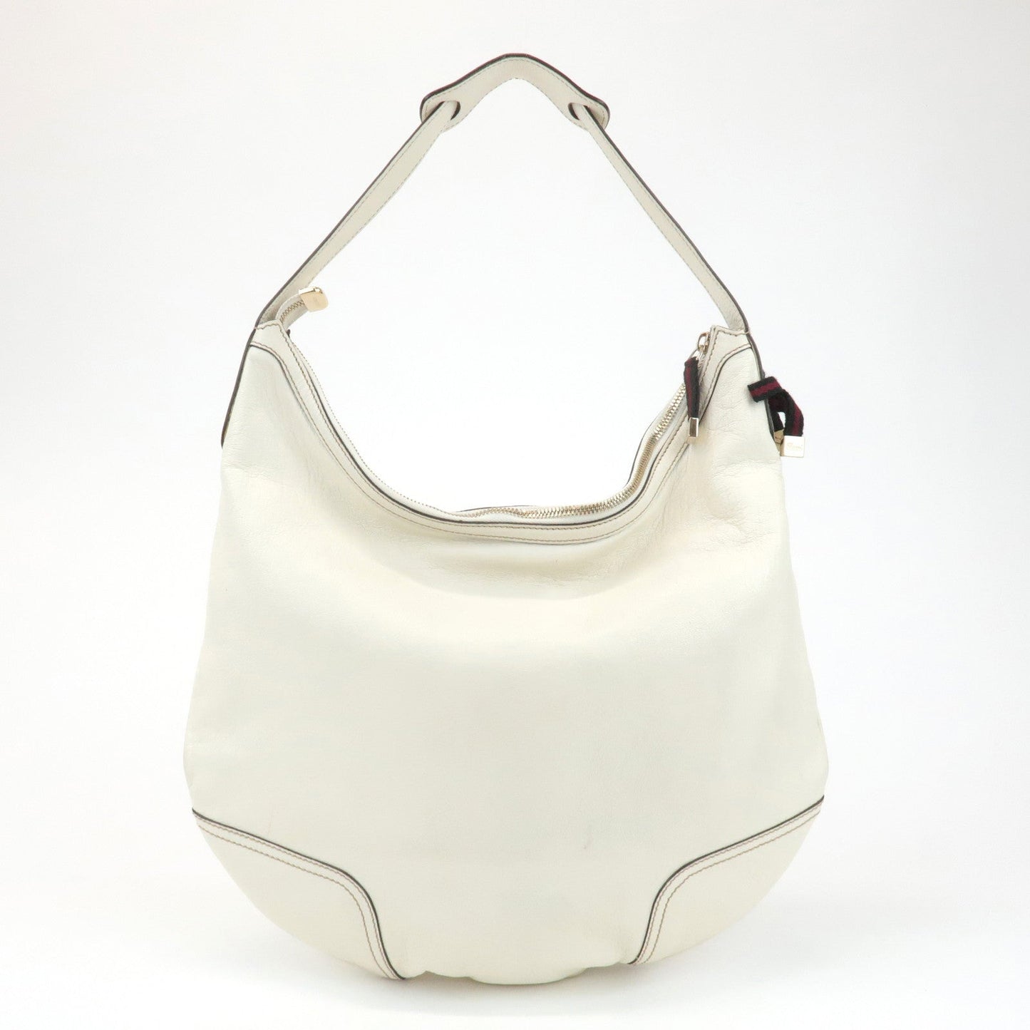GUCCI Sherry Princy Leather Shoulder Bag White 162882