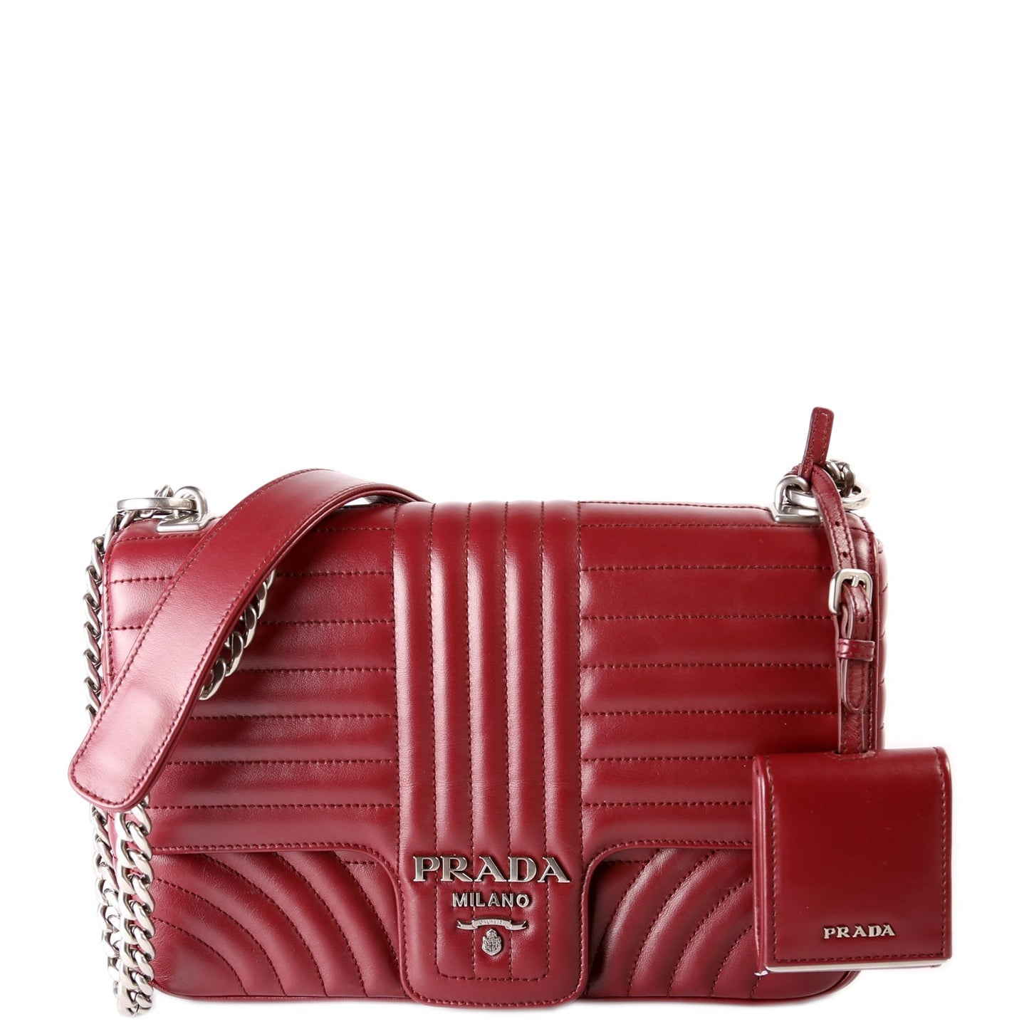 Prada Diagramme Soft Calfskin Burgundy Bag Travel Bag